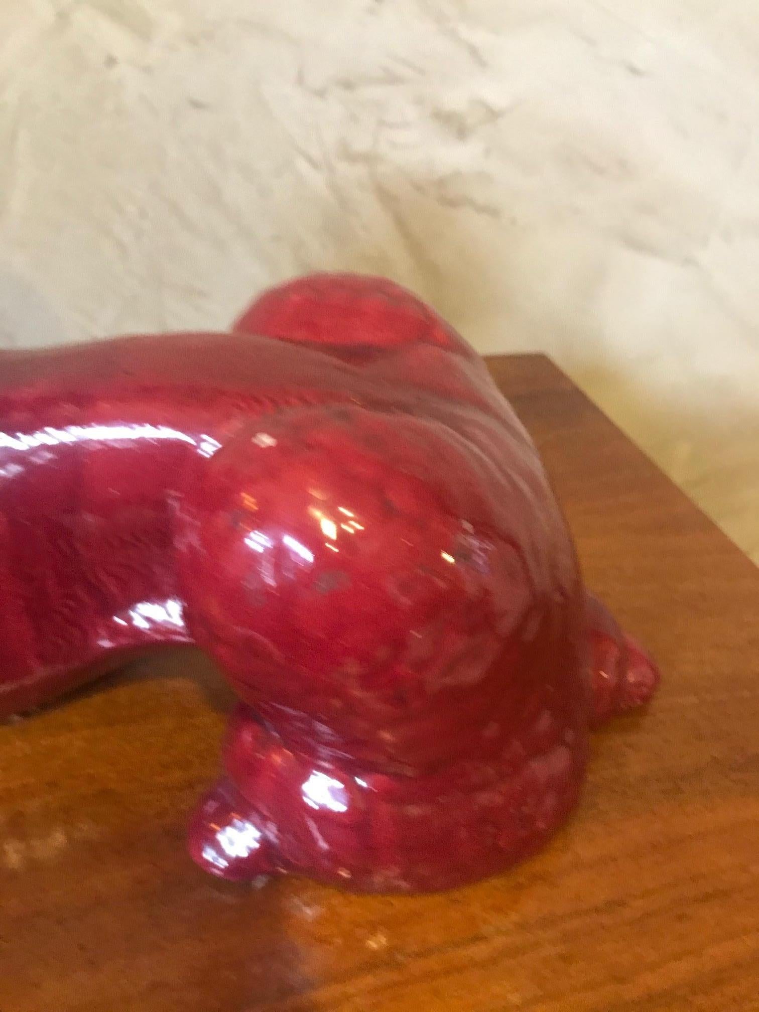 20th Century French Red Porcelain Poodle Dog Sculpture 5