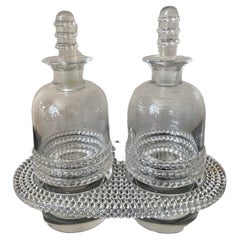 Vintage 20th Century French René Lalique Oil and Vinegar Bottle Dispenser Set