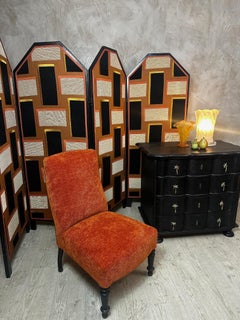20th century French Reupholstered Art Deco Screen, 1930s