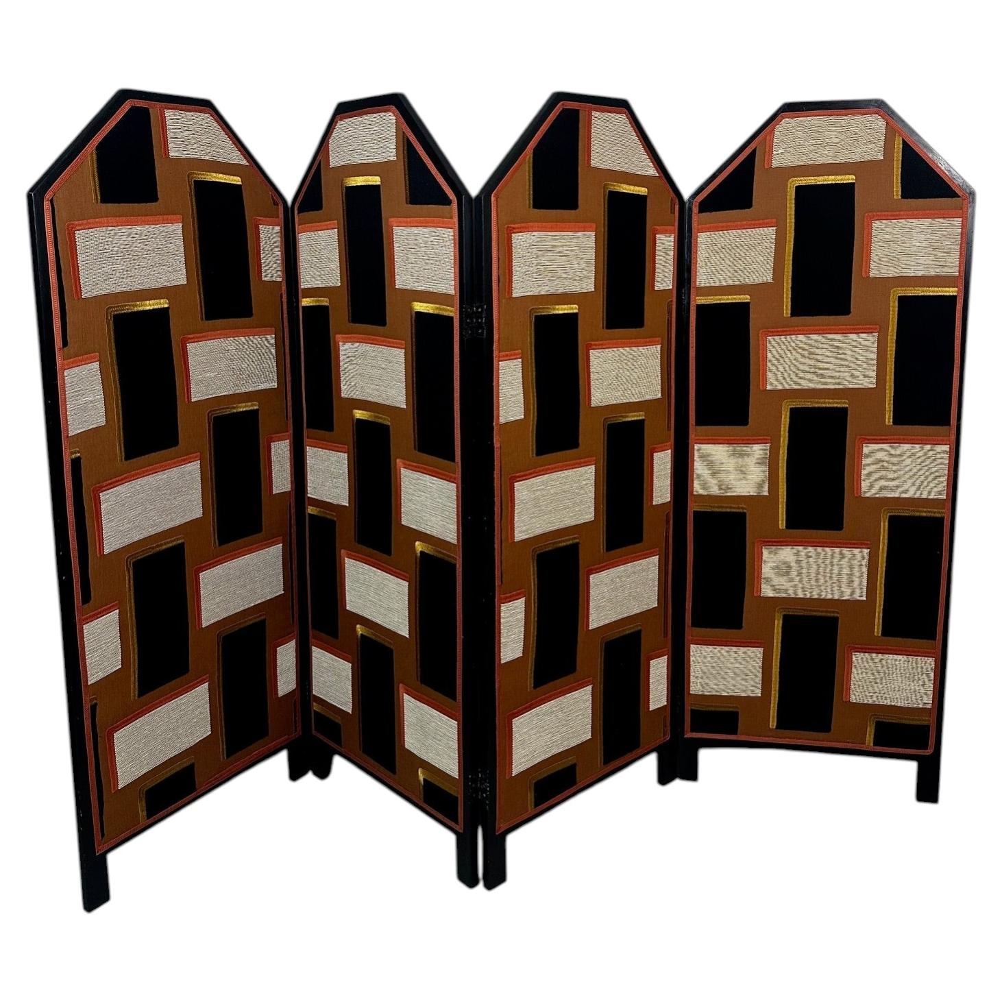 20th century French Reupholstered Art Deco Screen, 1930s