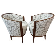 20th century French Reupholstered Pair of Art Deco Armchairs, 1930s