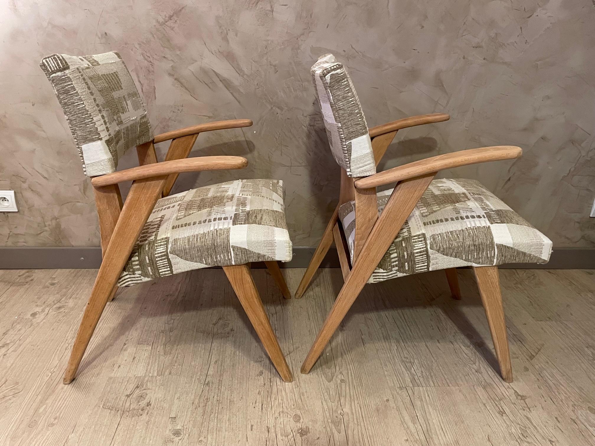 20th Century French Reupholstered Pair of Bridge Chairs For Sale 5
