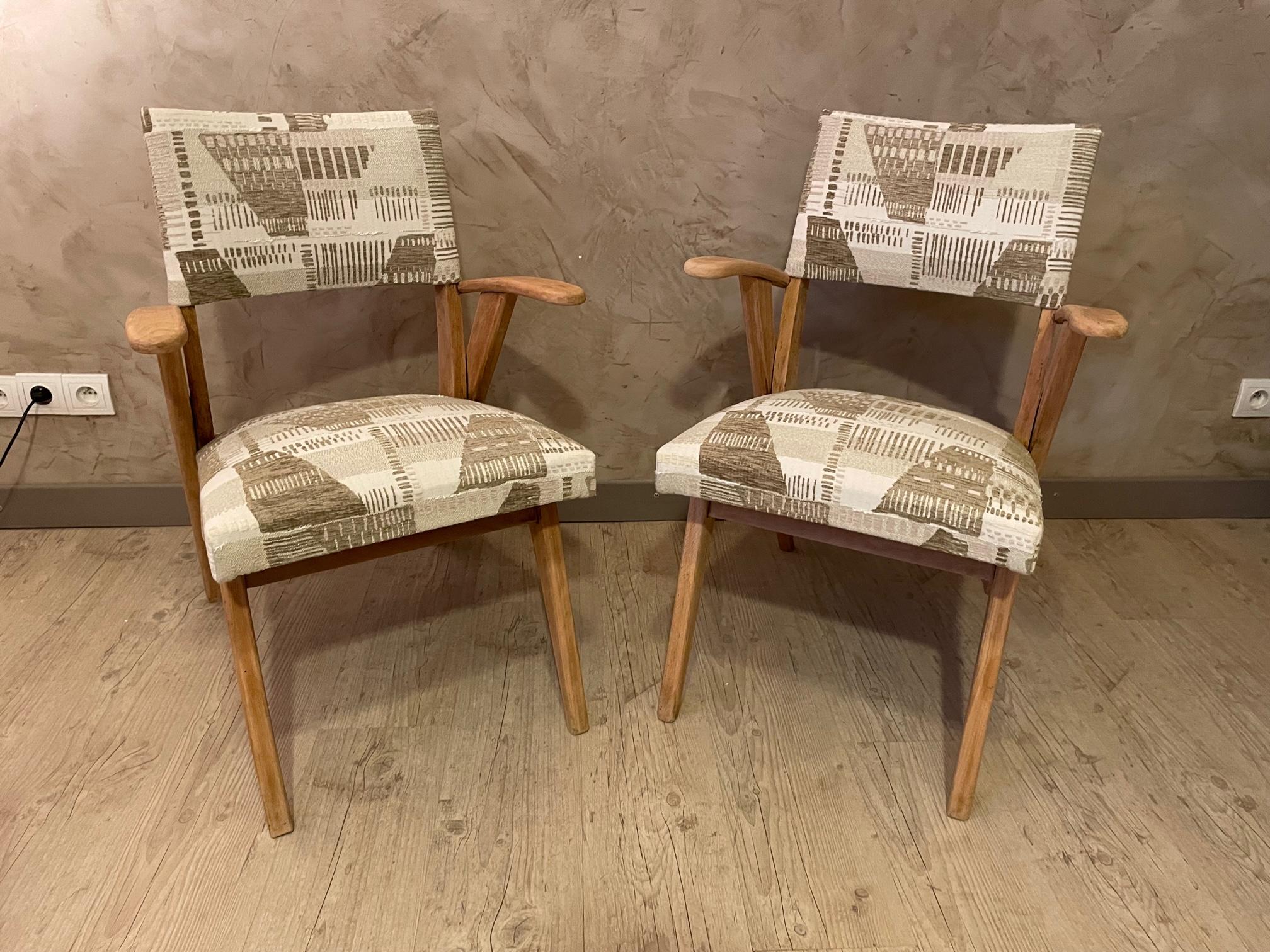 20th Century French Reupholstered Pair of Bridge Chairs For Sale 1