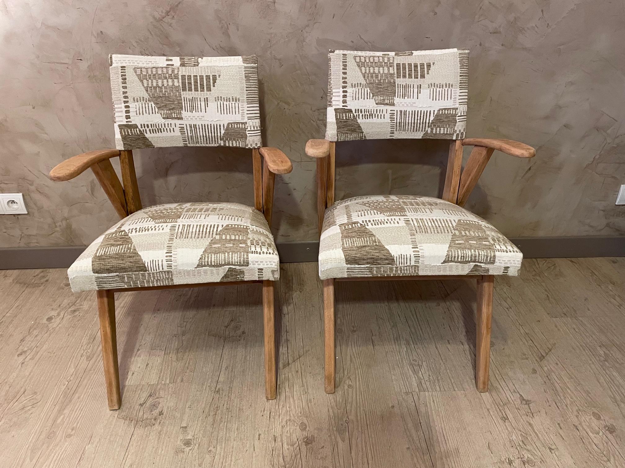20th Century French Reupholstered Pair of Bridge Chairs For Sale 2