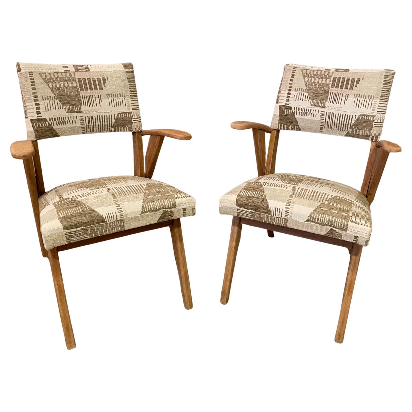20th Century French Reupholstered Pair of Bridge Chairs For Sale