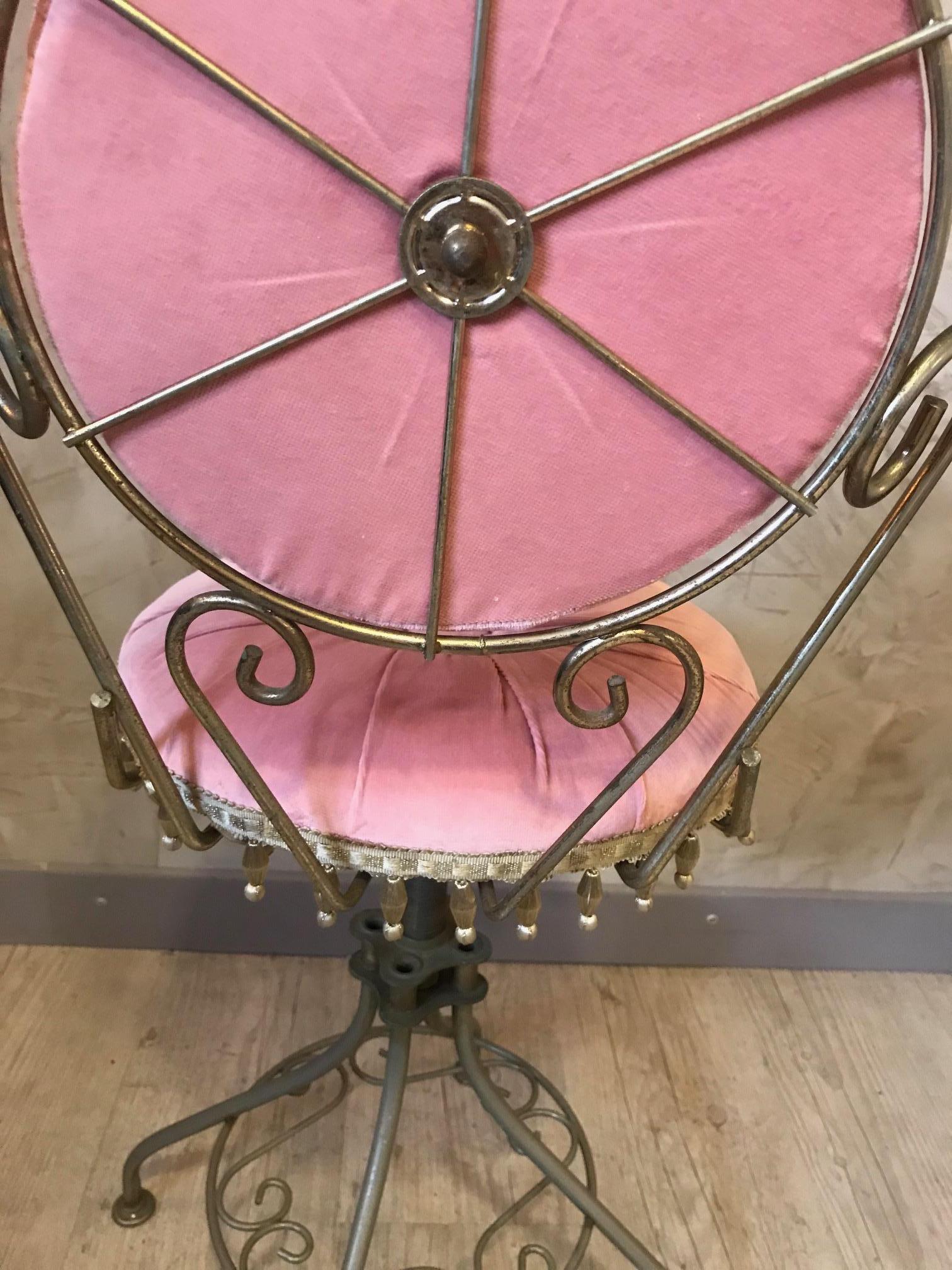 20th Century French Reupholstery Velvet and Metal Chair, 1950s 7