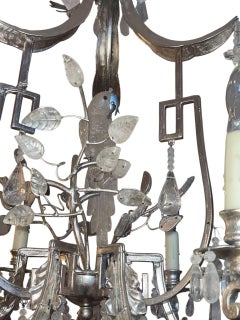 20th Century French Rock Crystal Chandelier with Parrot Motif