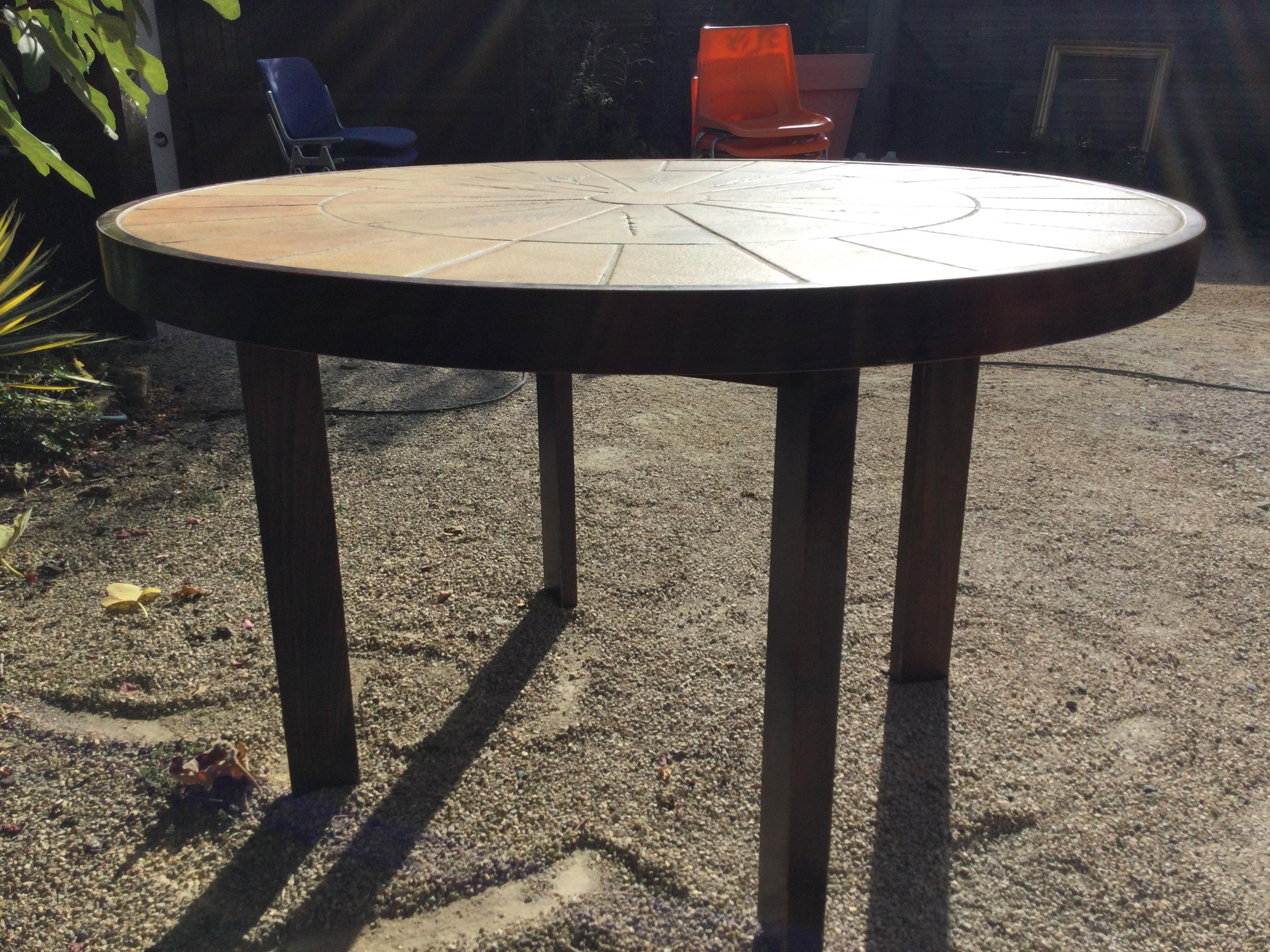 20th Century French Roger Capron Round Dining Table, 1960s 2
