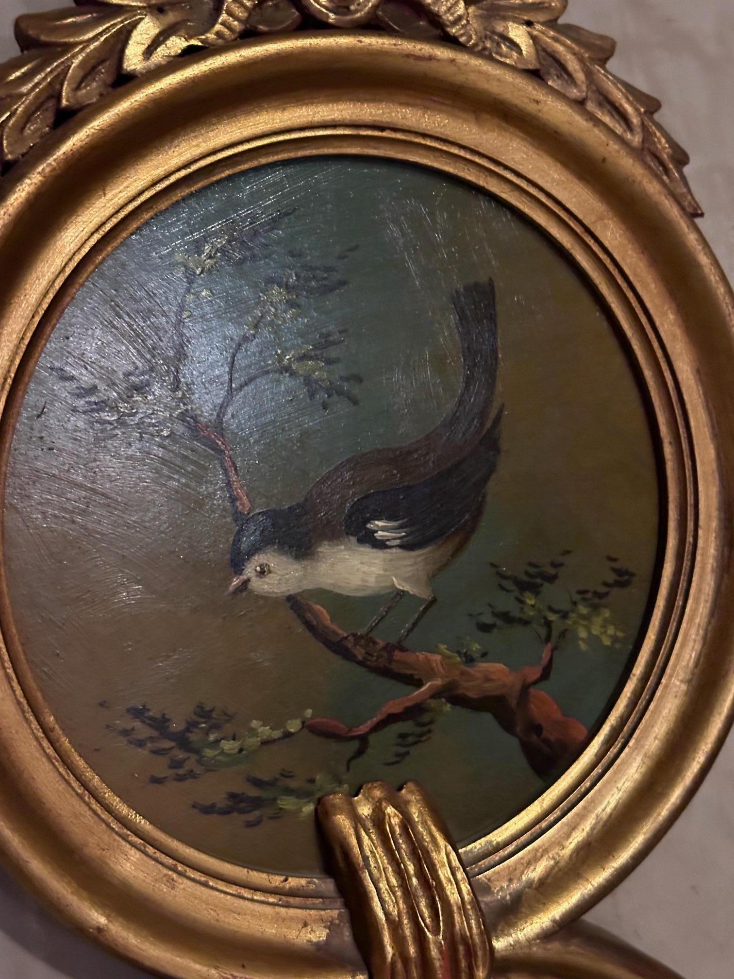 20th century French Romantique Bird Painting, 1950s For Sale 1