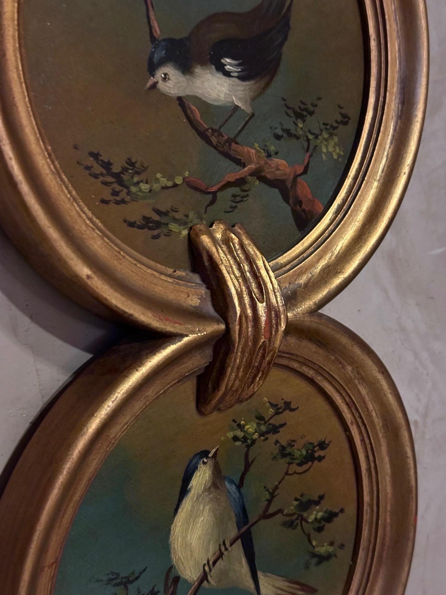 20th century French Romantique Bird Painting, 1950s For Sale 2