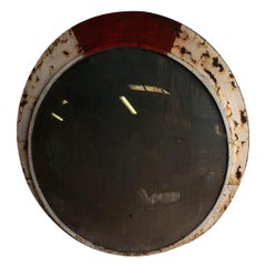 20th Century French Round Industrial Convex Wall Mirror