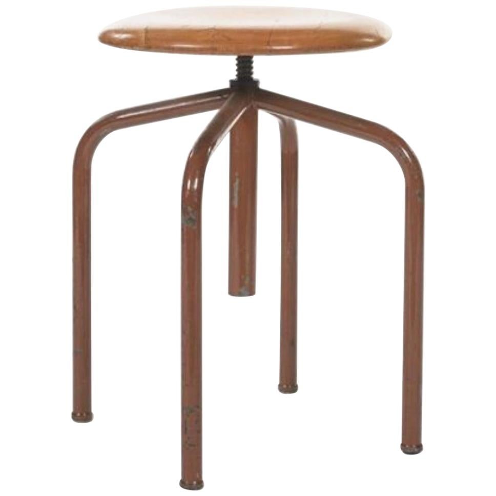 20th Century French Round Piano Stool Raised on Four Metal Legs For Sale