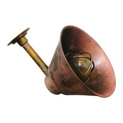 20th Century French Round Wall Marine Lamp in Copper and Brass