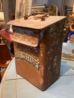 20th Century French Rusty Metal Blue Post Box
