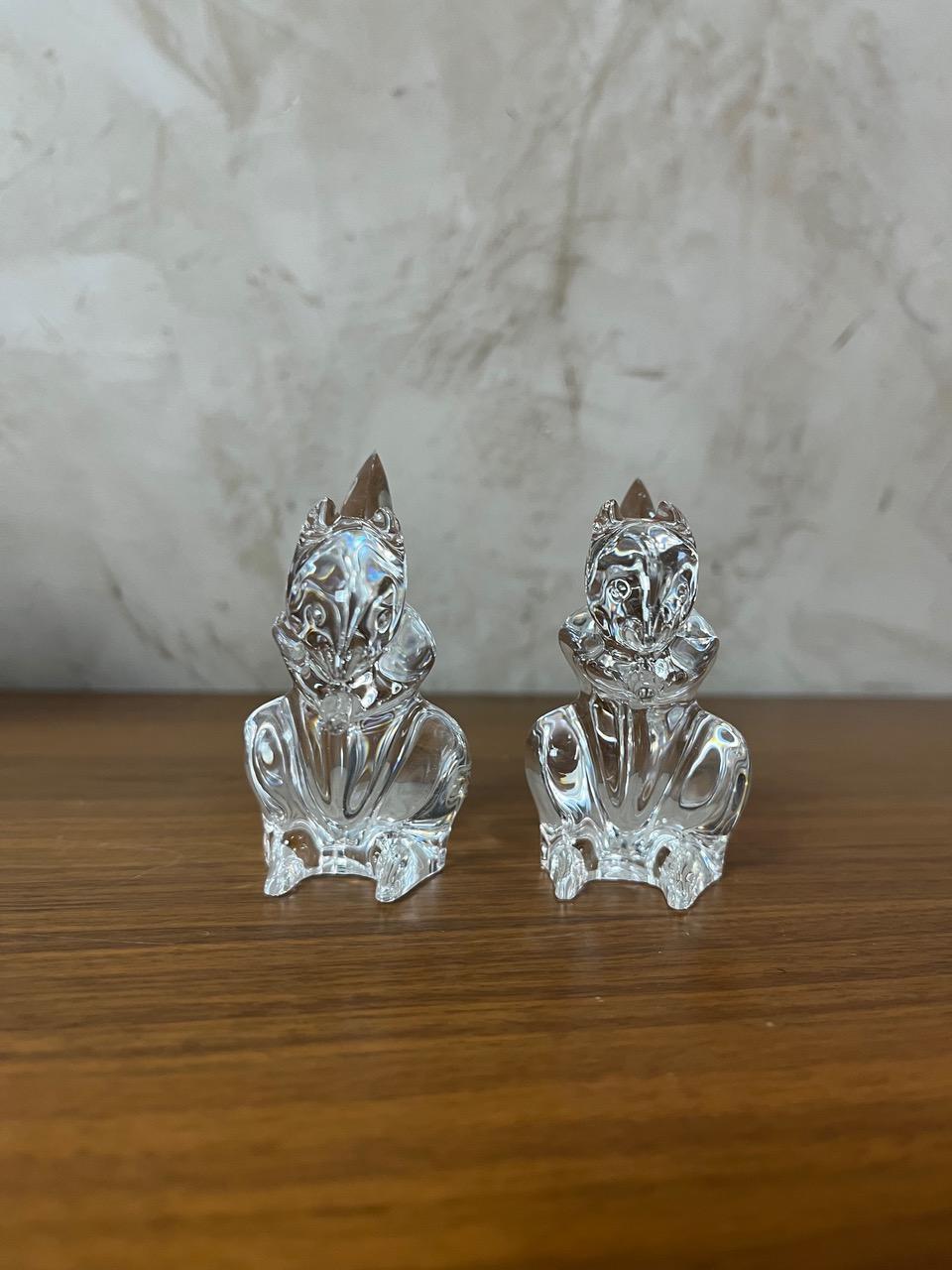 Paire d'écureuils en cristal français du Saint Louis du 20e siècle, années 1980 en vente 2