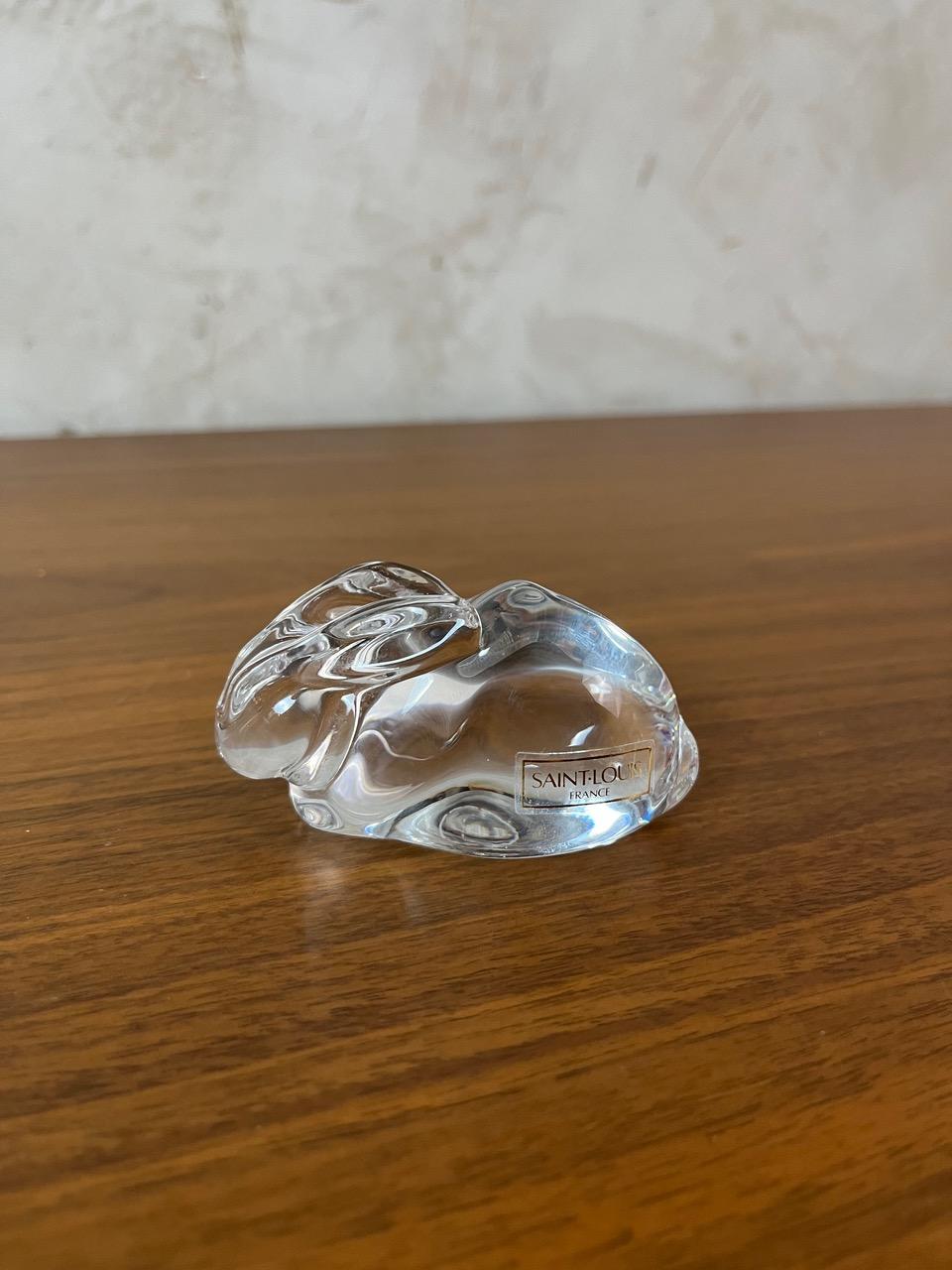 Sculpture de lapin en cristal de Saint Louis du 20e siècle, 1980 en vente 1
