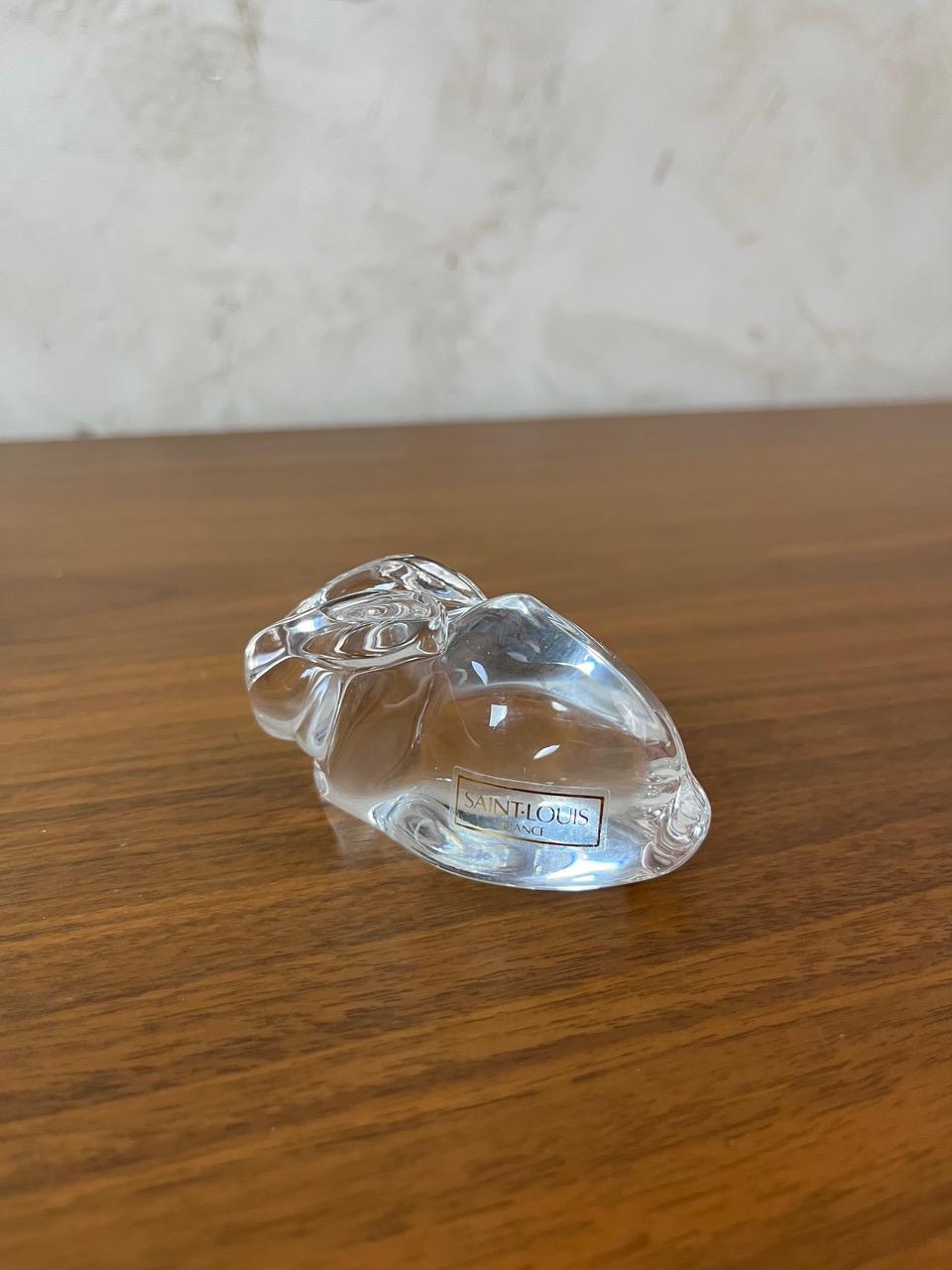 Sculpture de lapin en cristal de Saint Louis du 20e siècle, 1980 en vente 2
