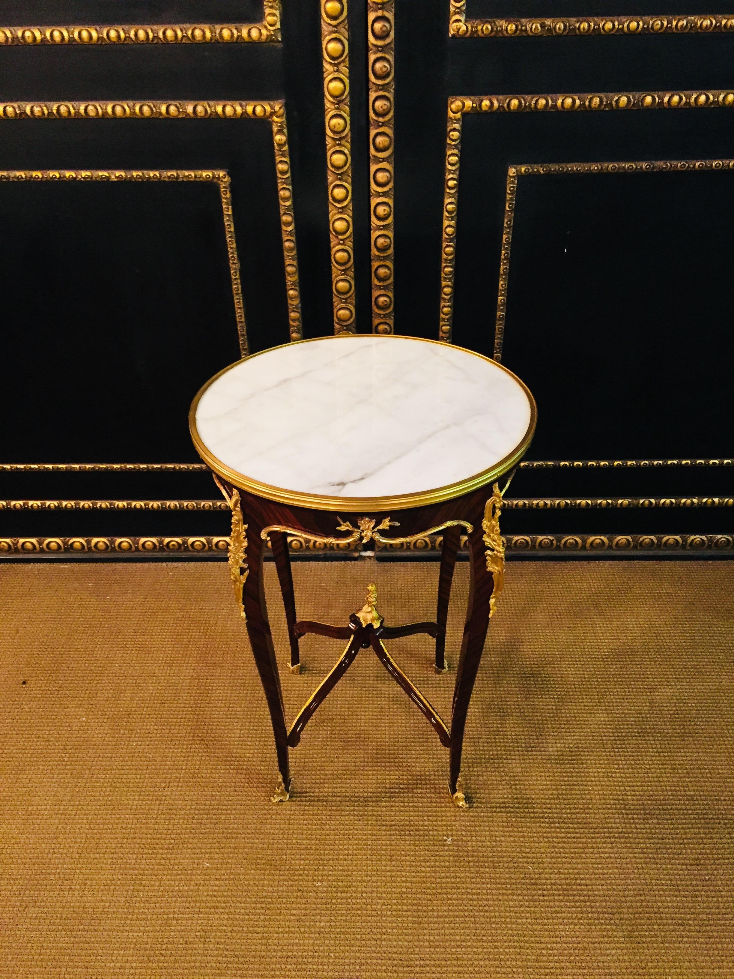 20th Century French Salon Side Table in Louis Quinze with White Marble 8