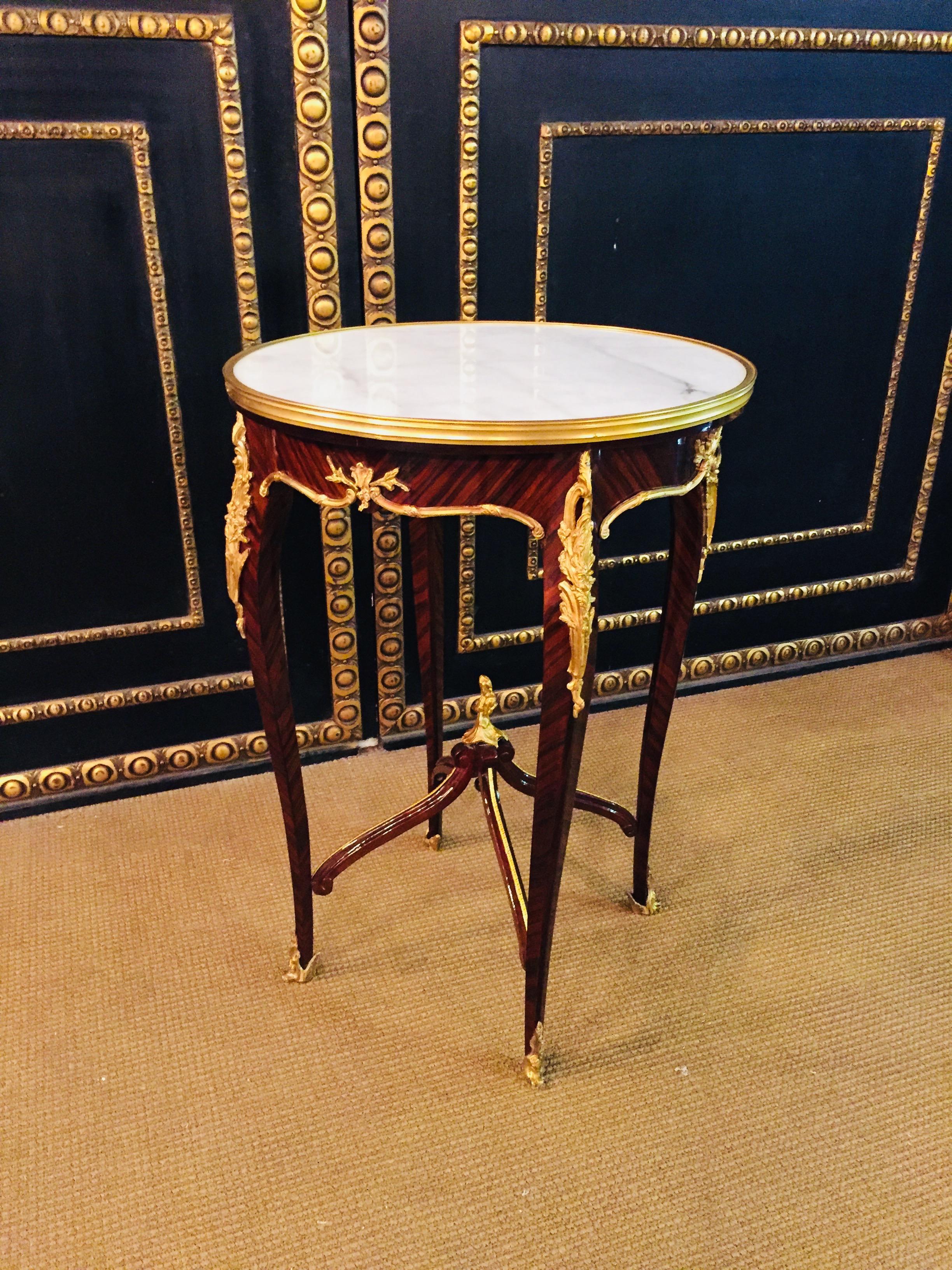 20th Century French Salon Side Table in Louis Quinze with White Marble 13