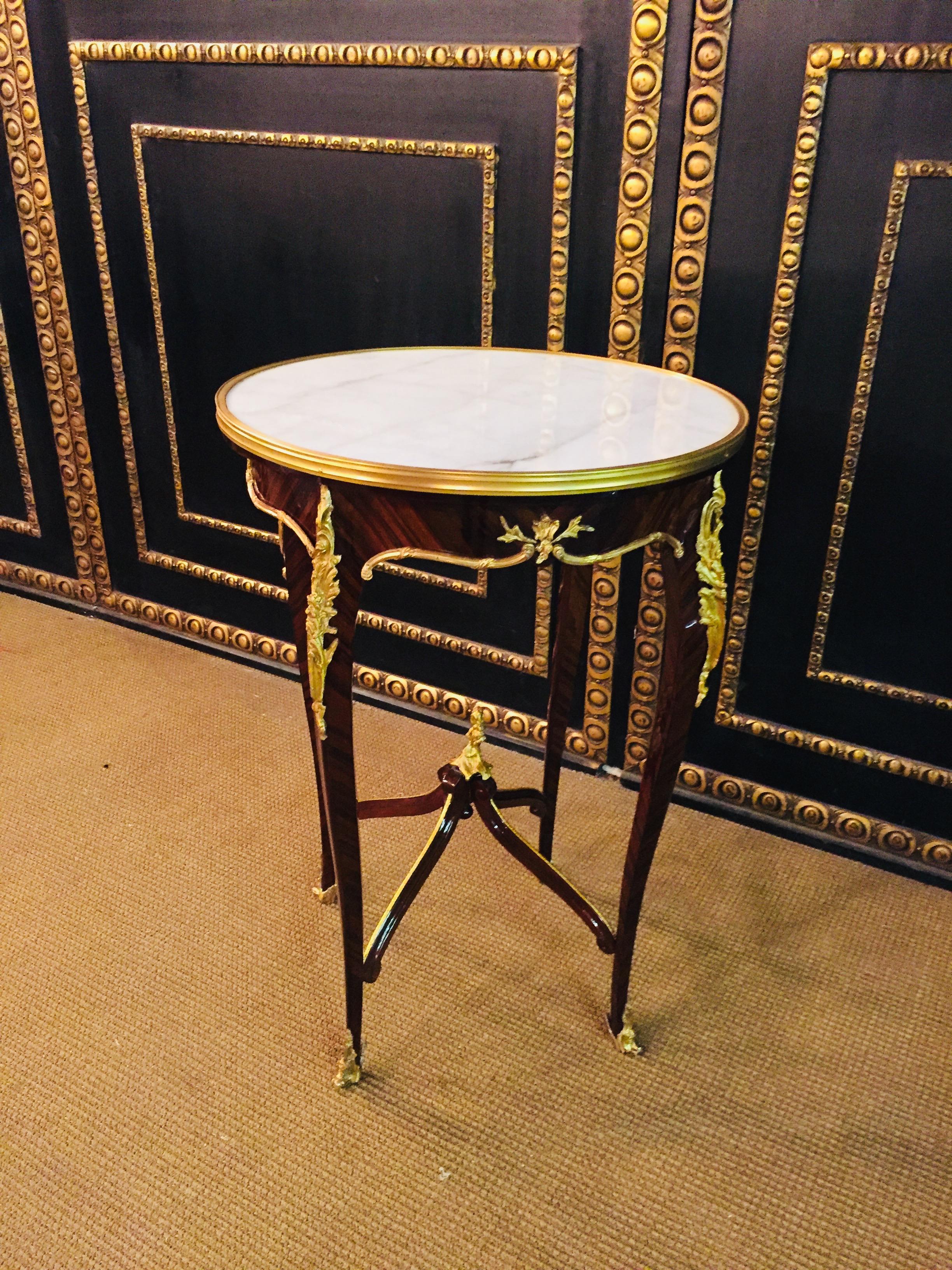 20th Century French Salon Side Table in Louis Quinze with White Marble 14