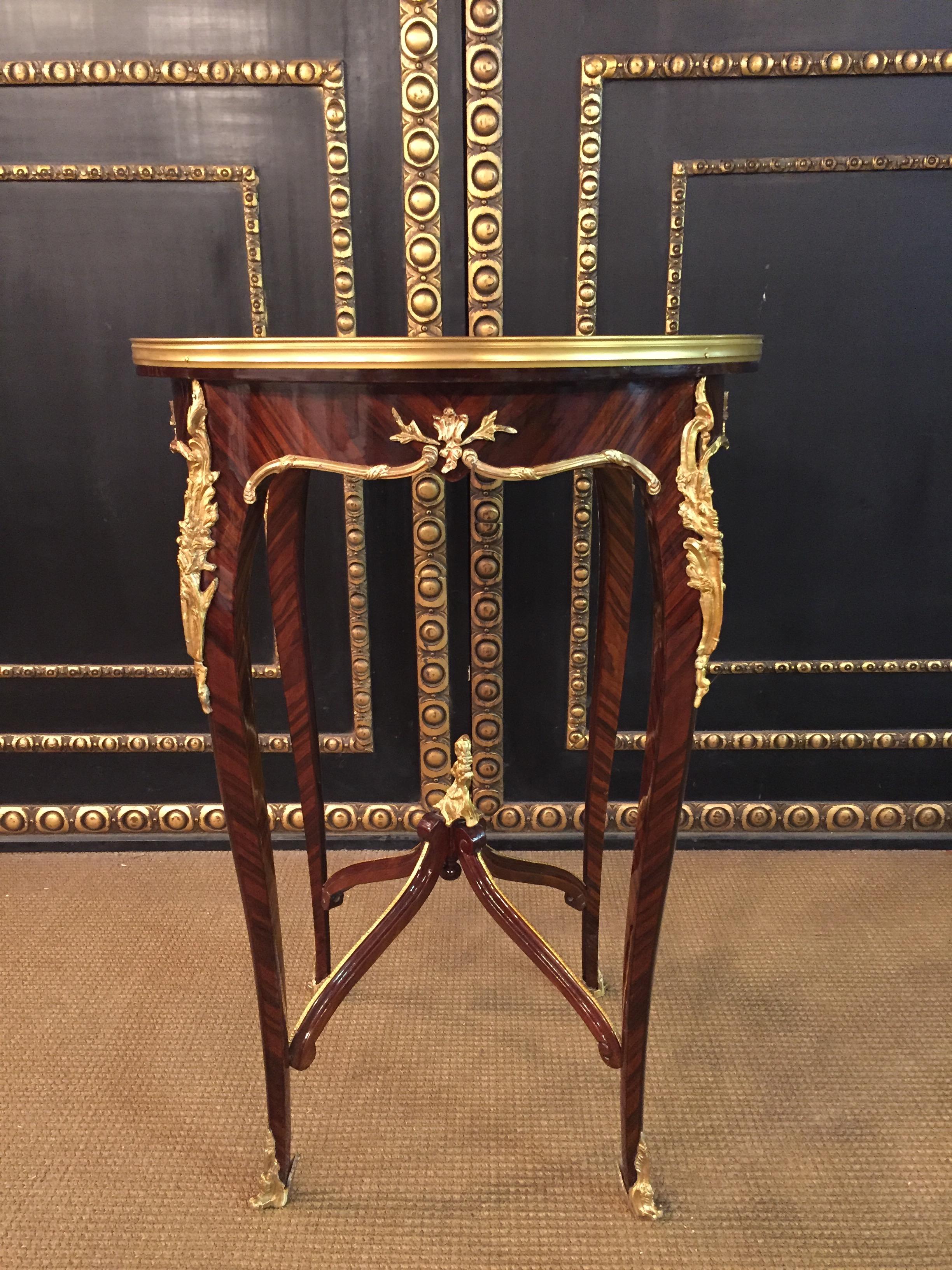 Louis XV 20th Century French Salon Side Table in Louis Quinze with White Marble