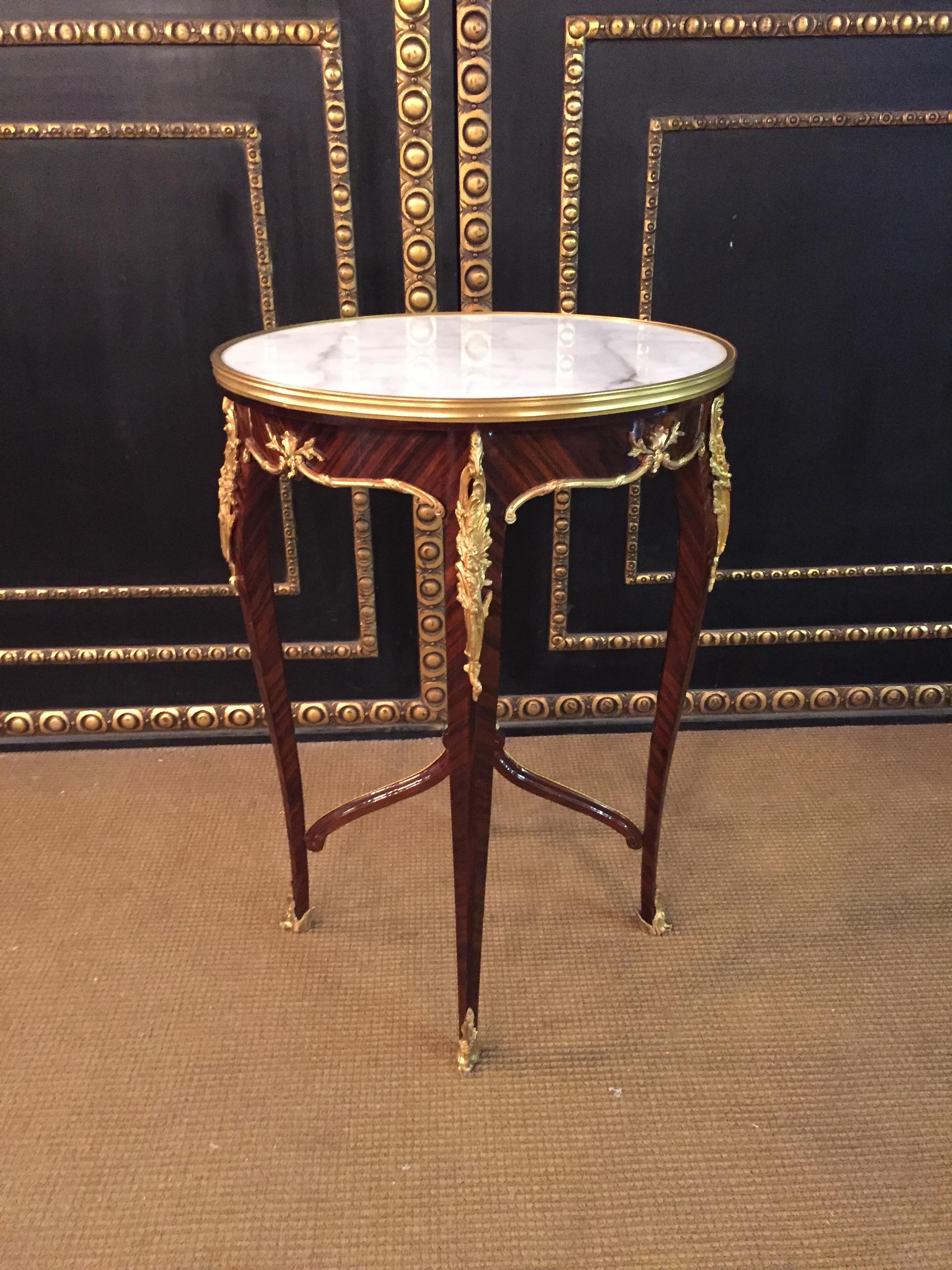 20th Century French Salon Side Table in Louis Quinze with White Marble 4