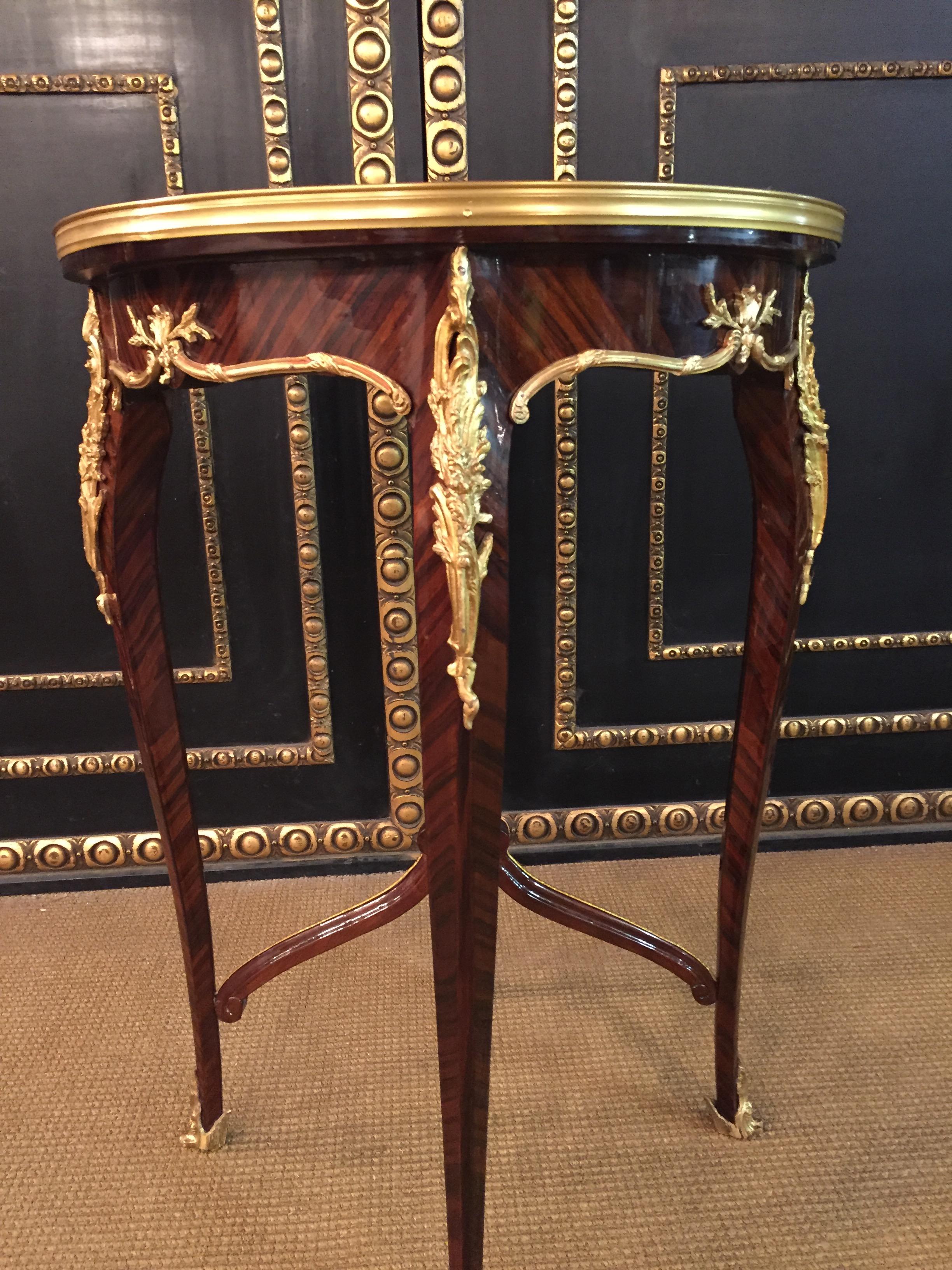 20th Century French Salon Side Table in Louis Quinze with White Marble 5