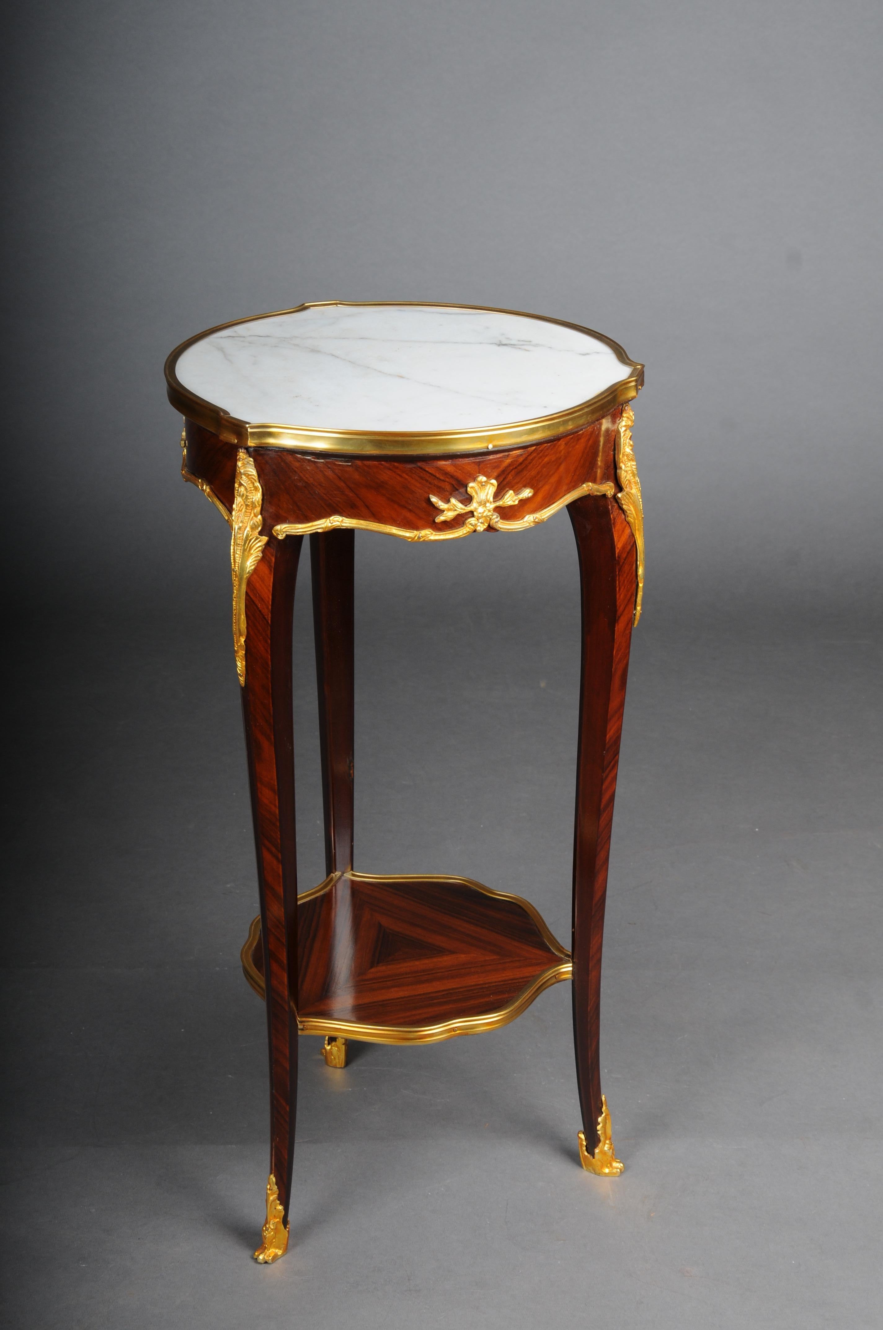 Brass 20th Century French Salon Side Table in Louis XV after F. Linke, Beech For Sale
