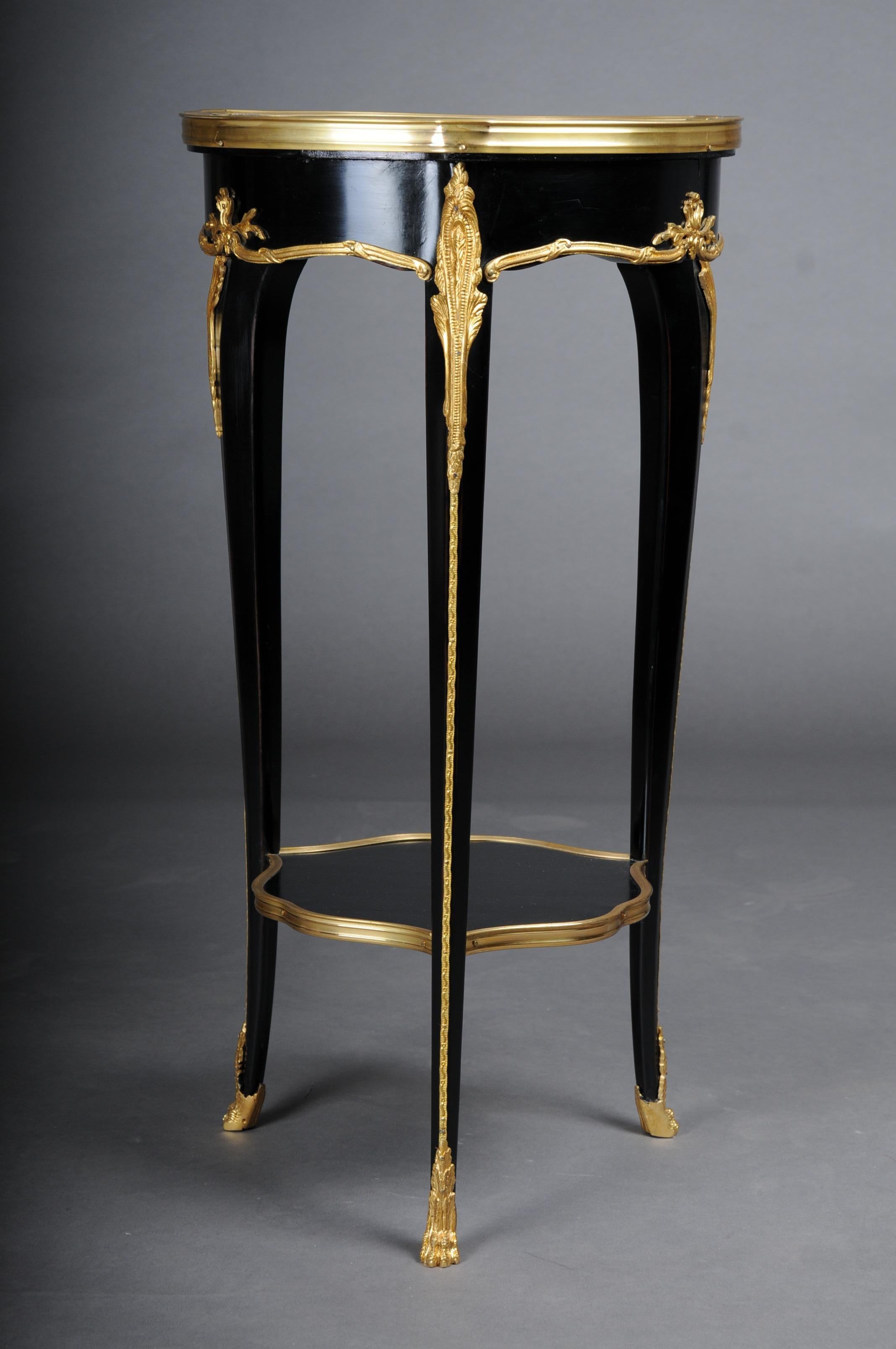 20th Century French Salon Side Table in Louis XV After F. Linke, Black For Sale 6