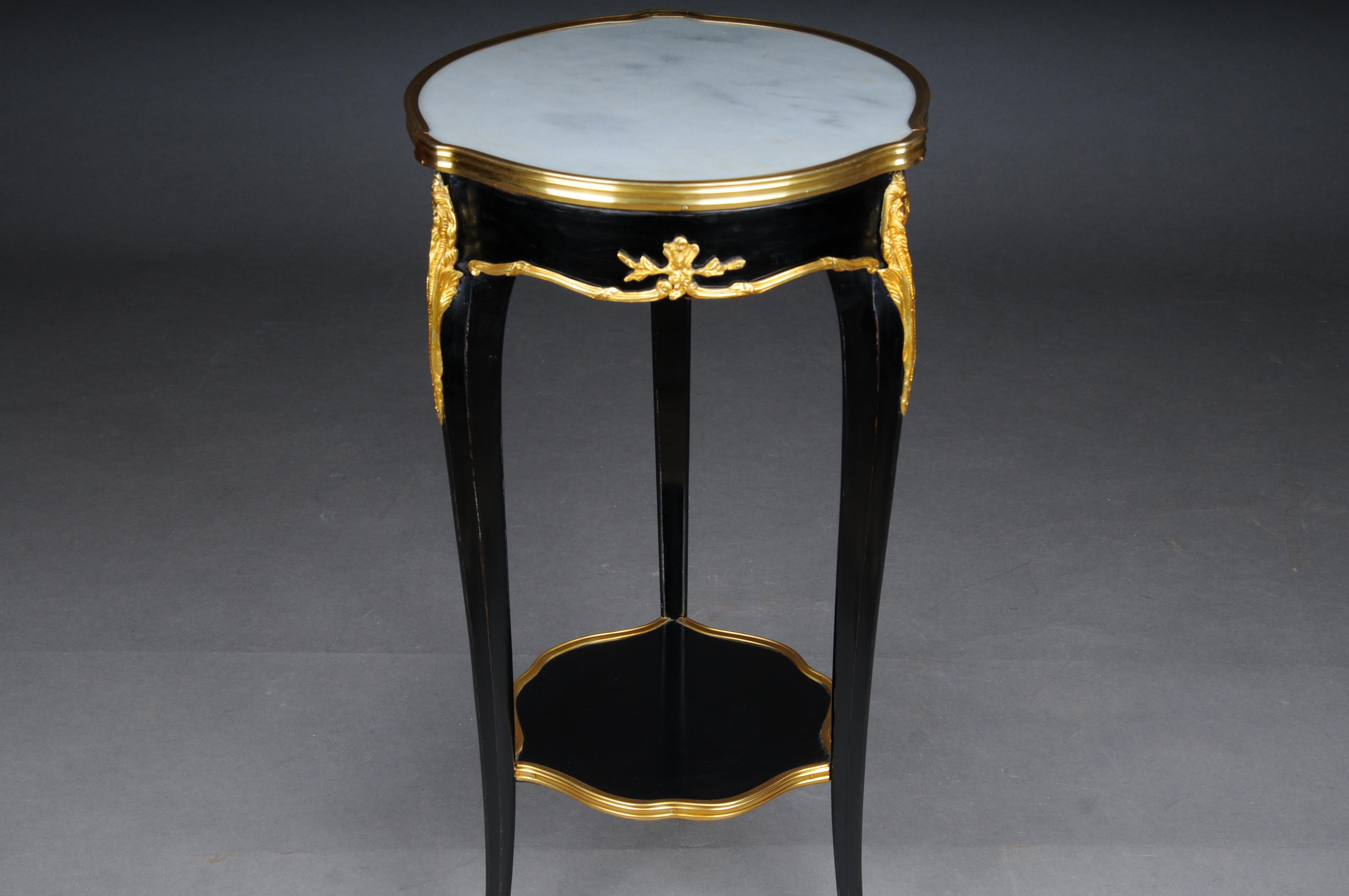 Ebonized 20th Century French Salon Side Table in Louis XV After F. Linke, Black For Sale
