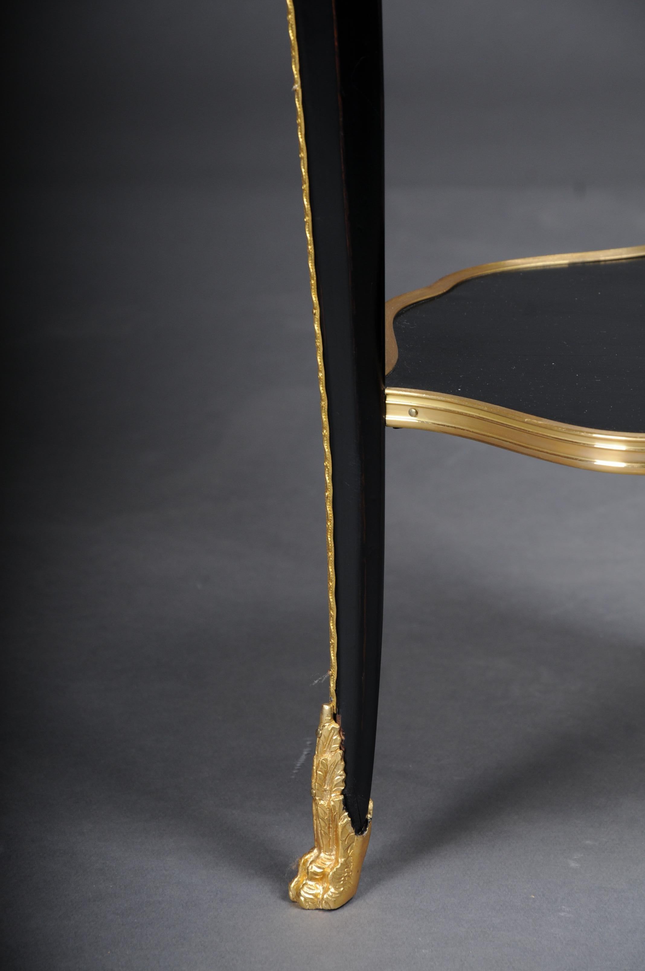 Brass 20th Century French Salon Side Table in Louis XV After F. Linke, Black For Sale