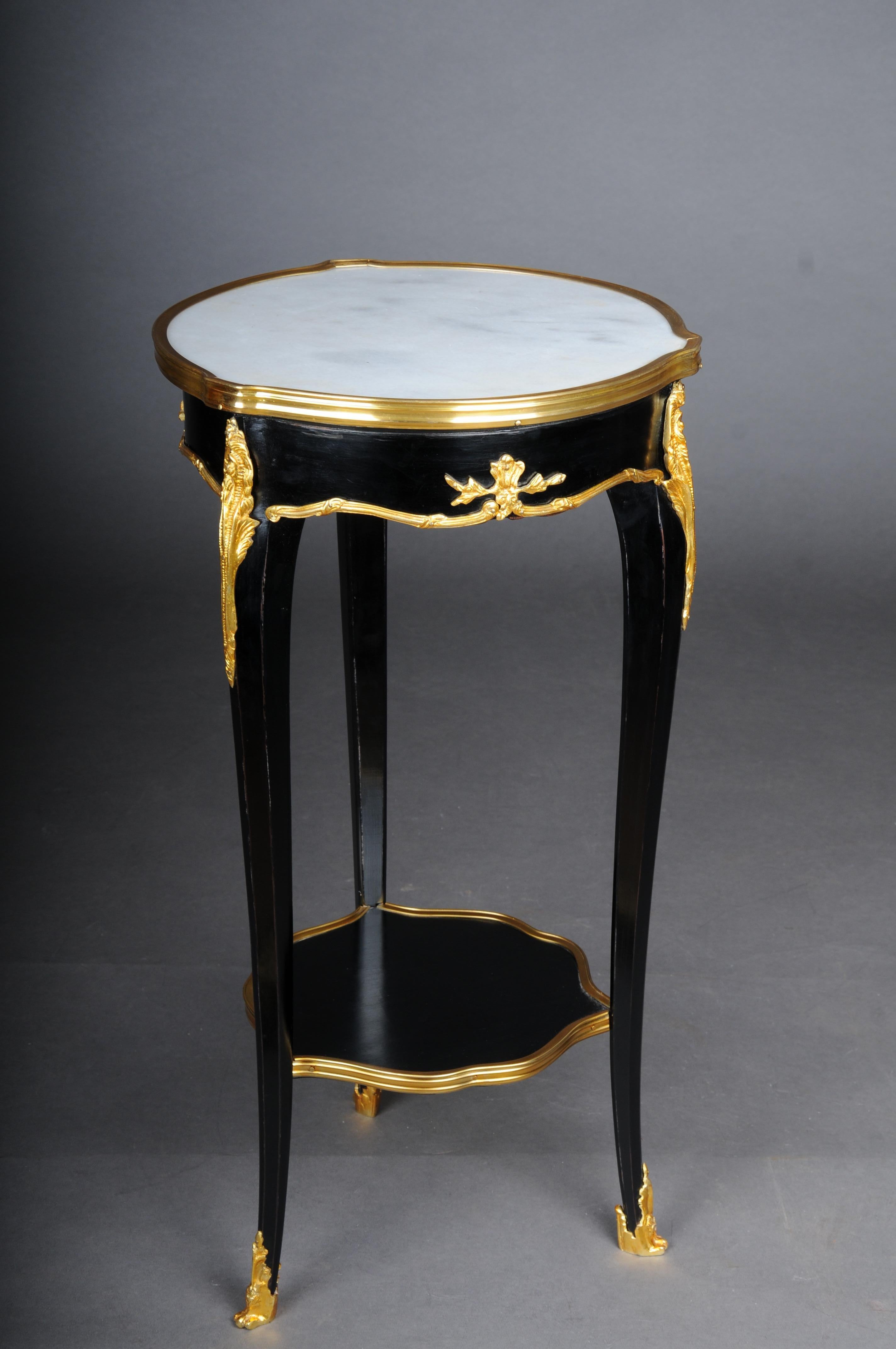 Brass 20th Century French Salon Side Table in Louis XV After F. Linke, Black For Sale