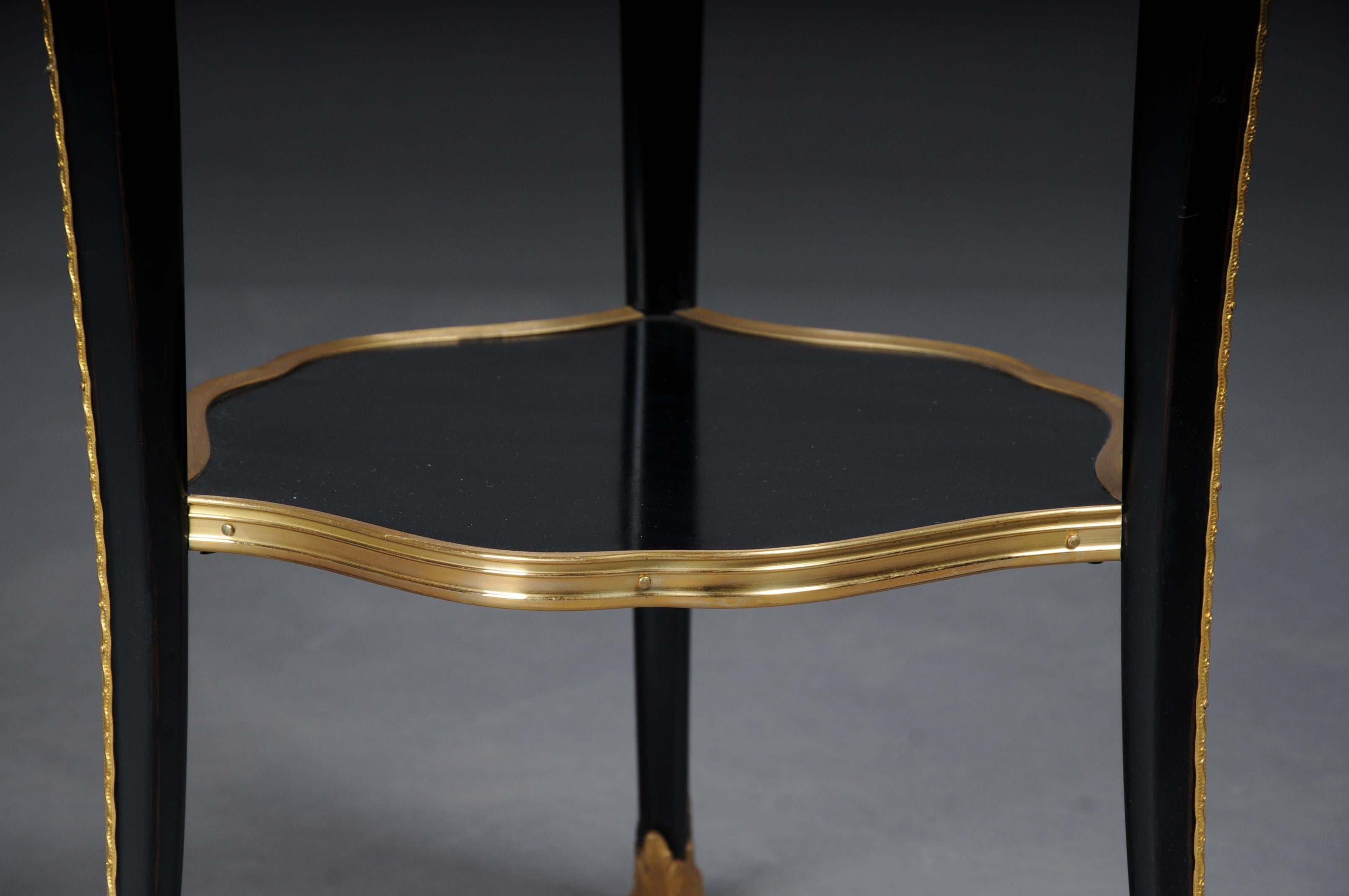 20th Century French Salon Side Table in Louis XV After F. Linke, Black For Sale 1
