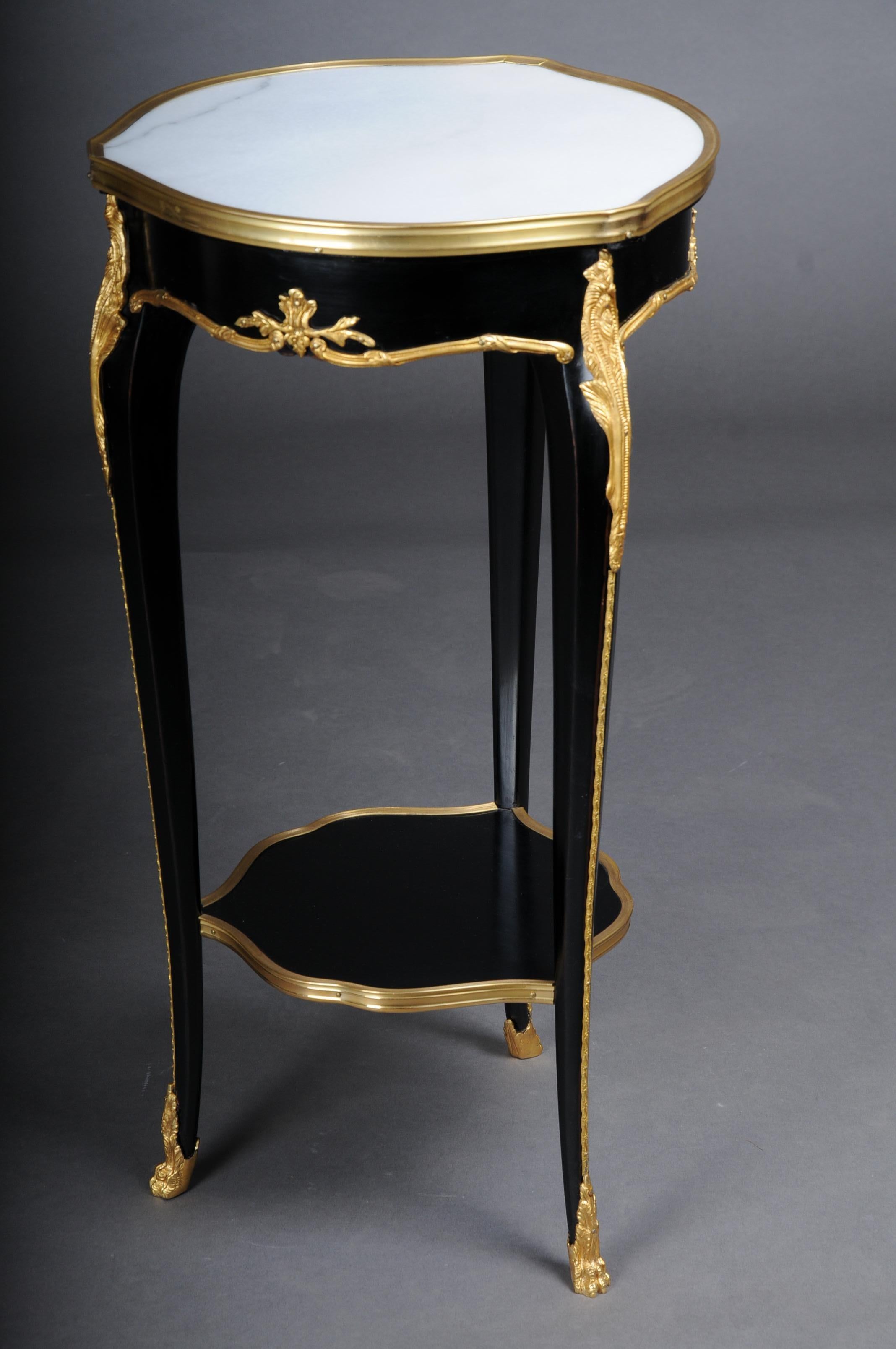 20th Century French Salon Side Table in Louis XV After F. Linke, Black For Sale 3