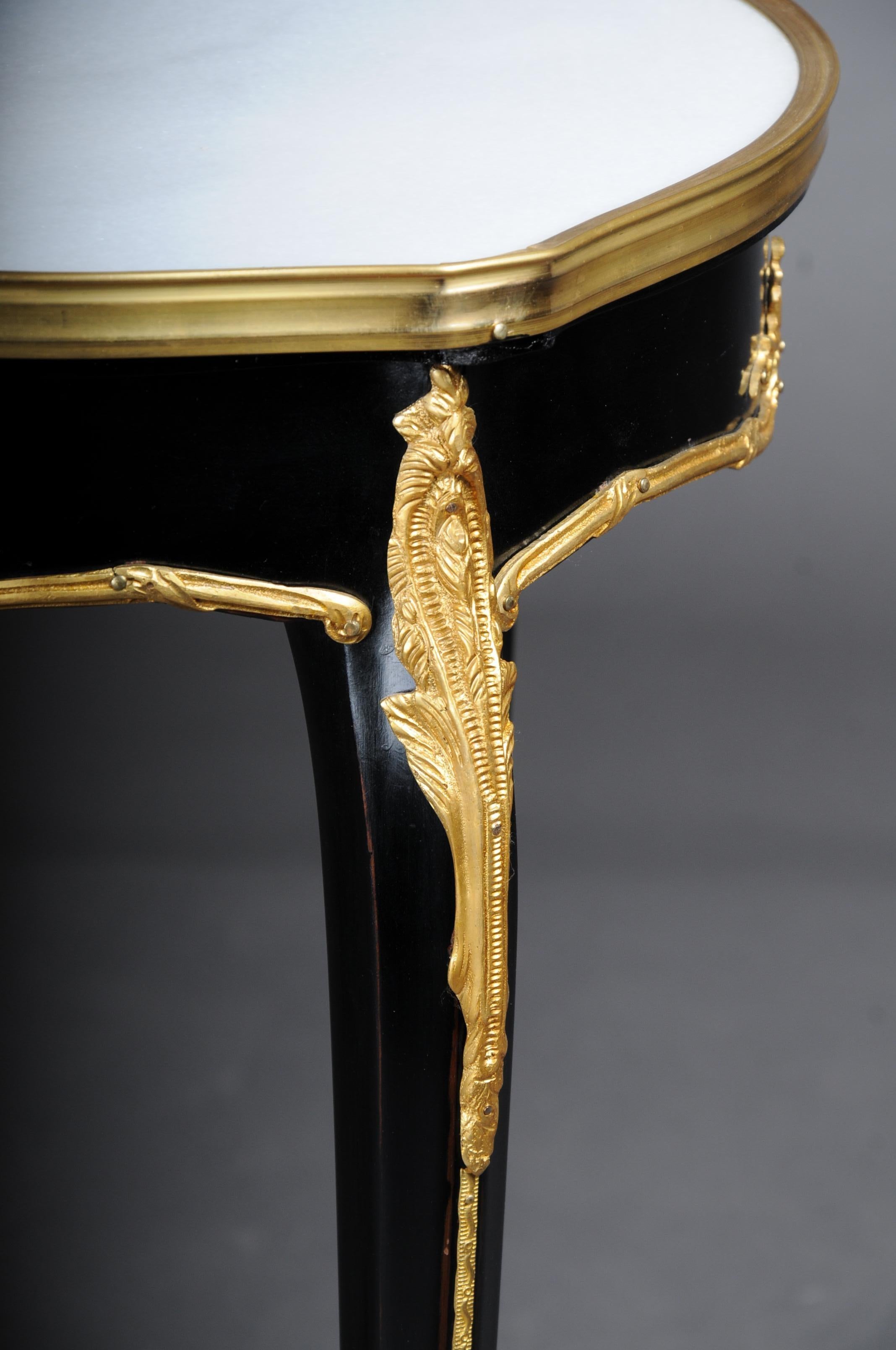 20th Century French Salon Side Table in Louis XV After F. Linke, Black For Sale 4