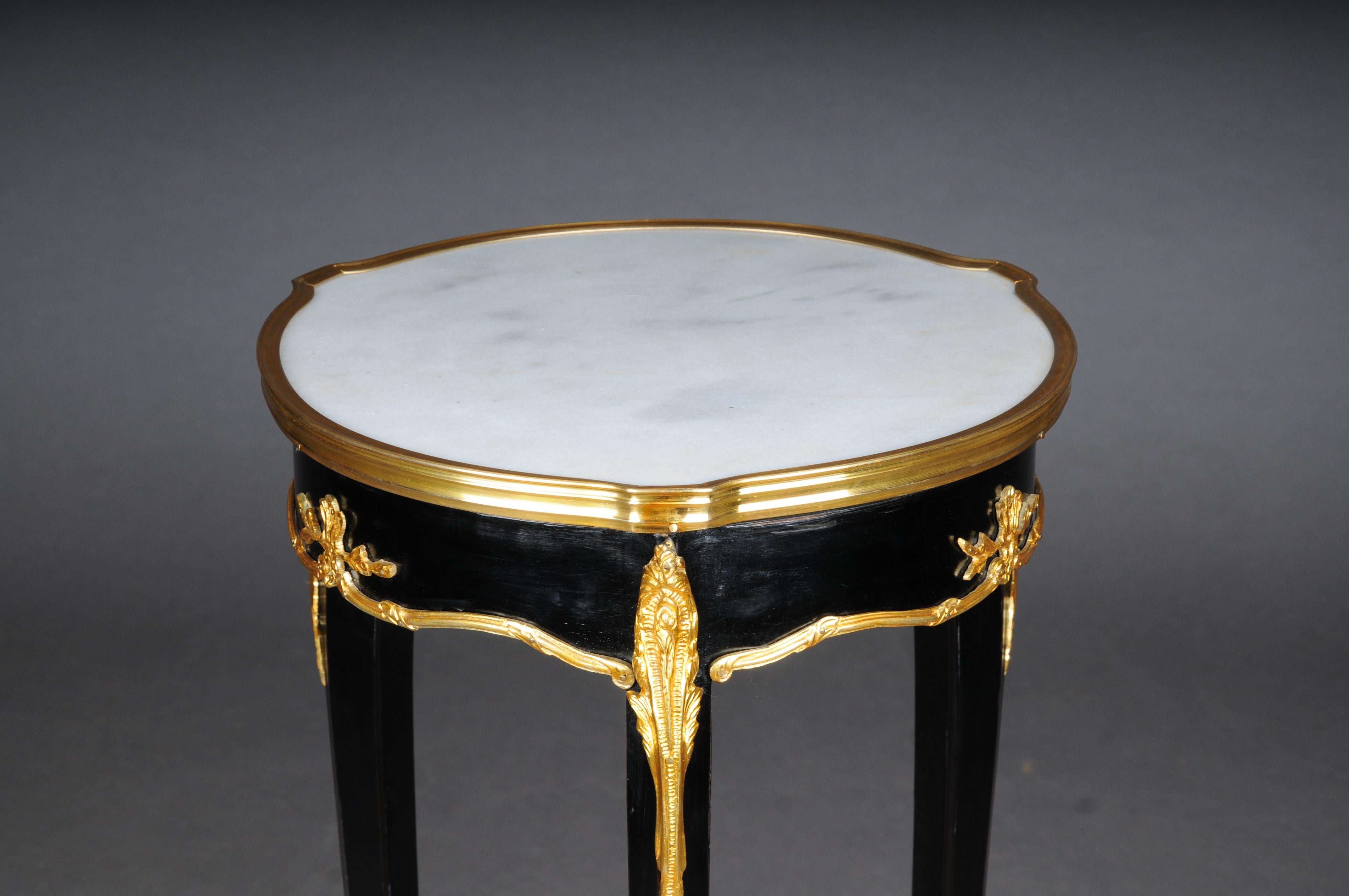 20th Century French Salon Side Table in Louis XV After F. Linke, Black For Sale 4