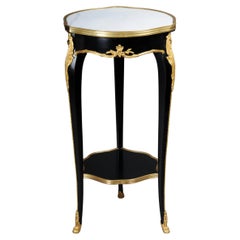 Vintage 20th Century French Salon Side Table in Louis XV After F. Linke, Black