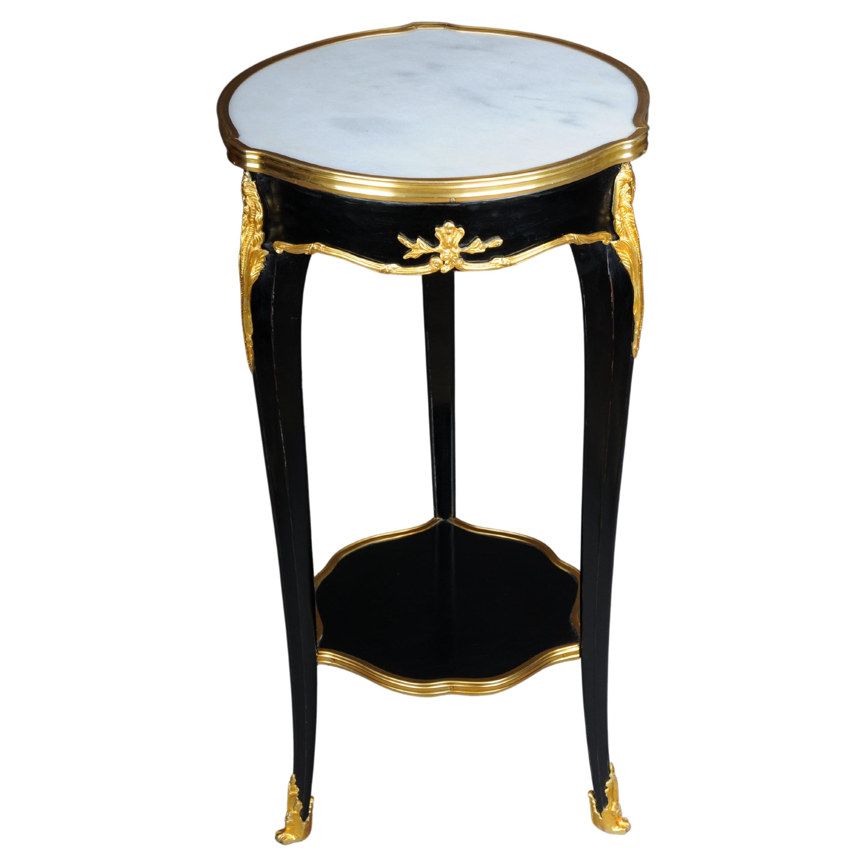 20th Century French Salon Side Table in Louis XV After F. Linke, Black For Sale