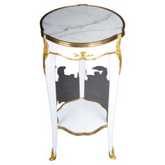 20th Century French Salon Side Table in Louis XV After F. Linke, white