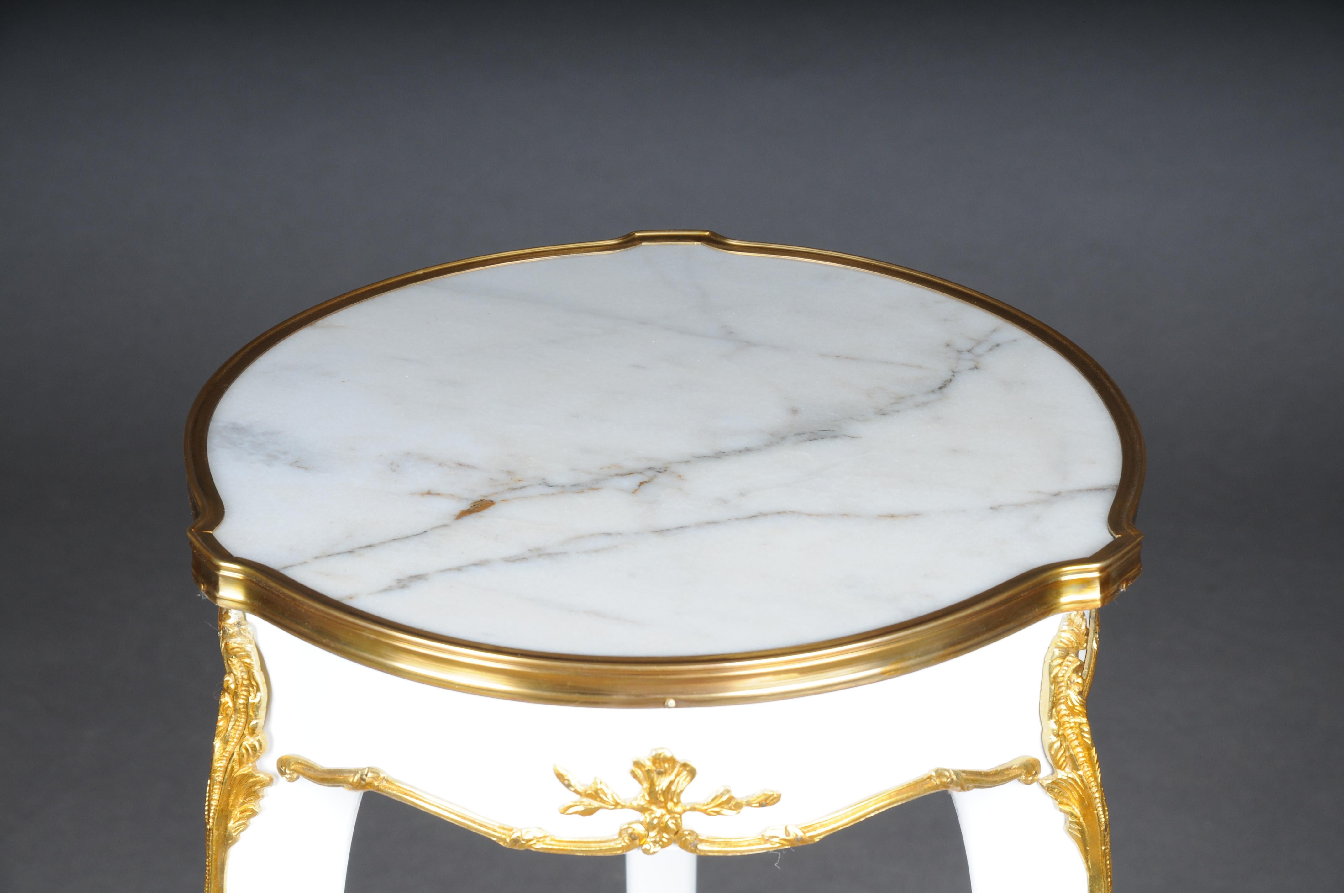 Gilt 20th Century French Salon Side Table in Louis XV After F. Linke, white For Sale