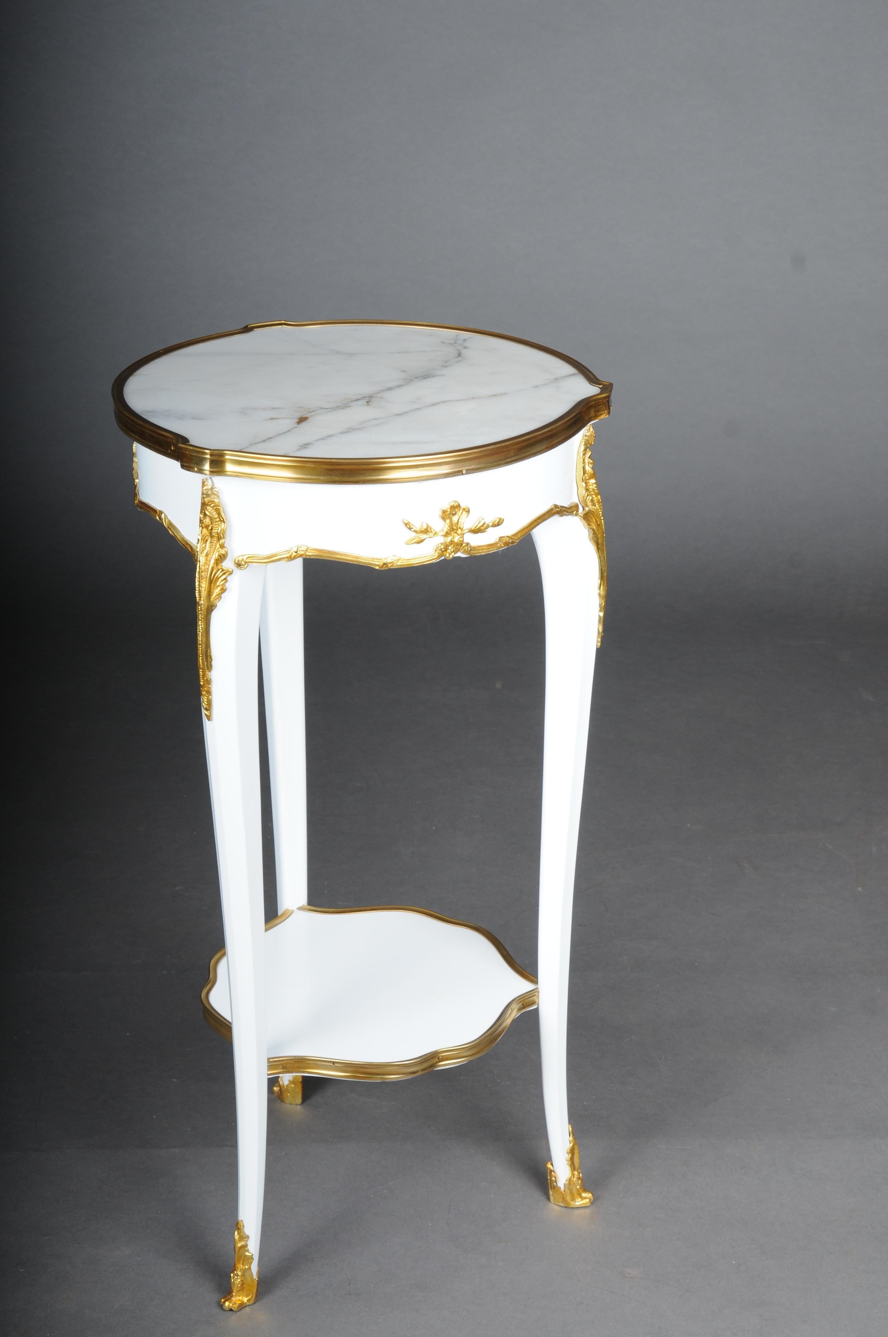 20th Century French Salon Side Table in Louis XV After F. Linke, white For Sale 1