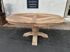 20th century French Sanded Cherrywood Extendable Dining Table