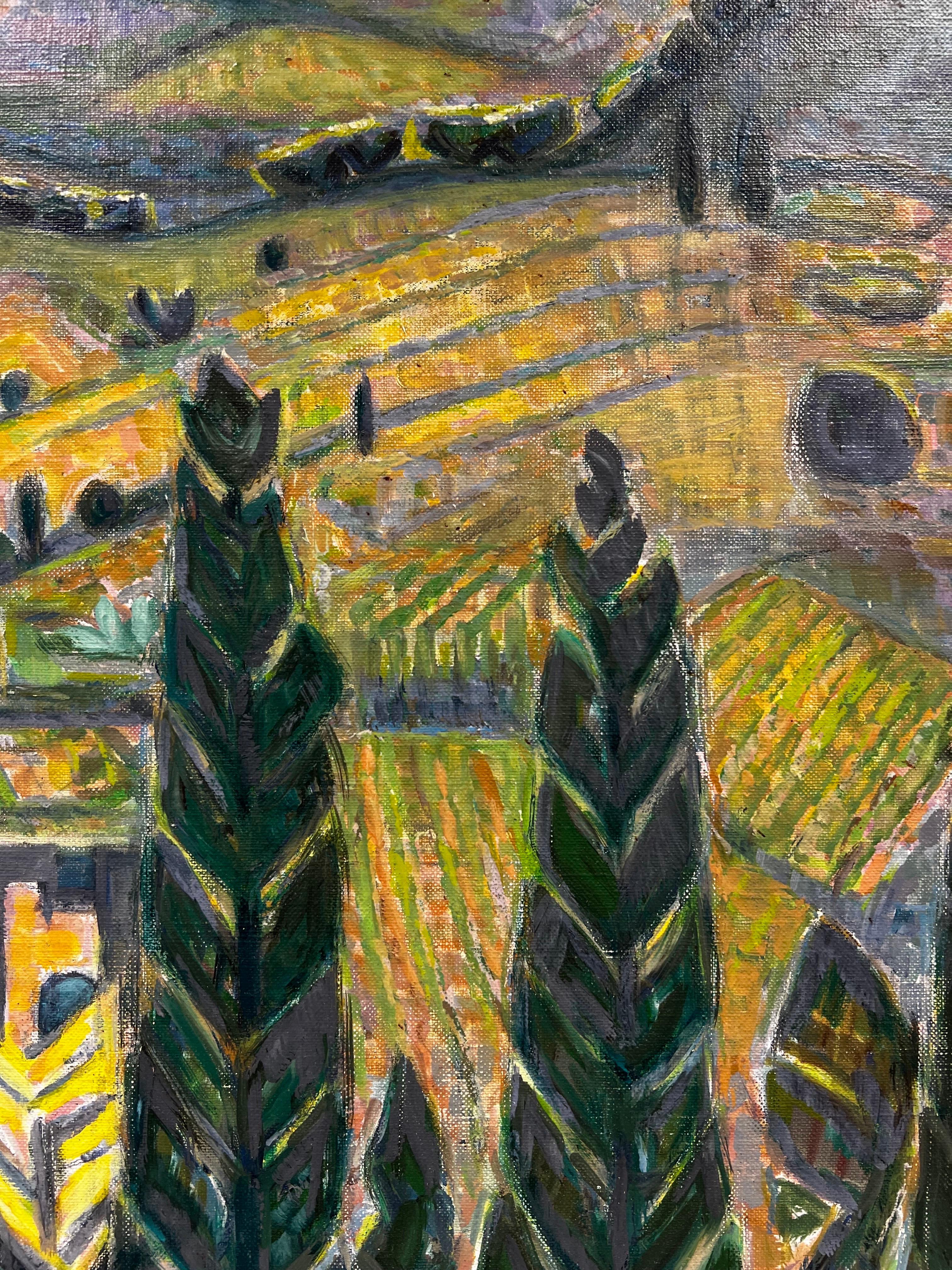 20th Century French Modernist Signed Oil Provence Landscape, framed For Sale 2