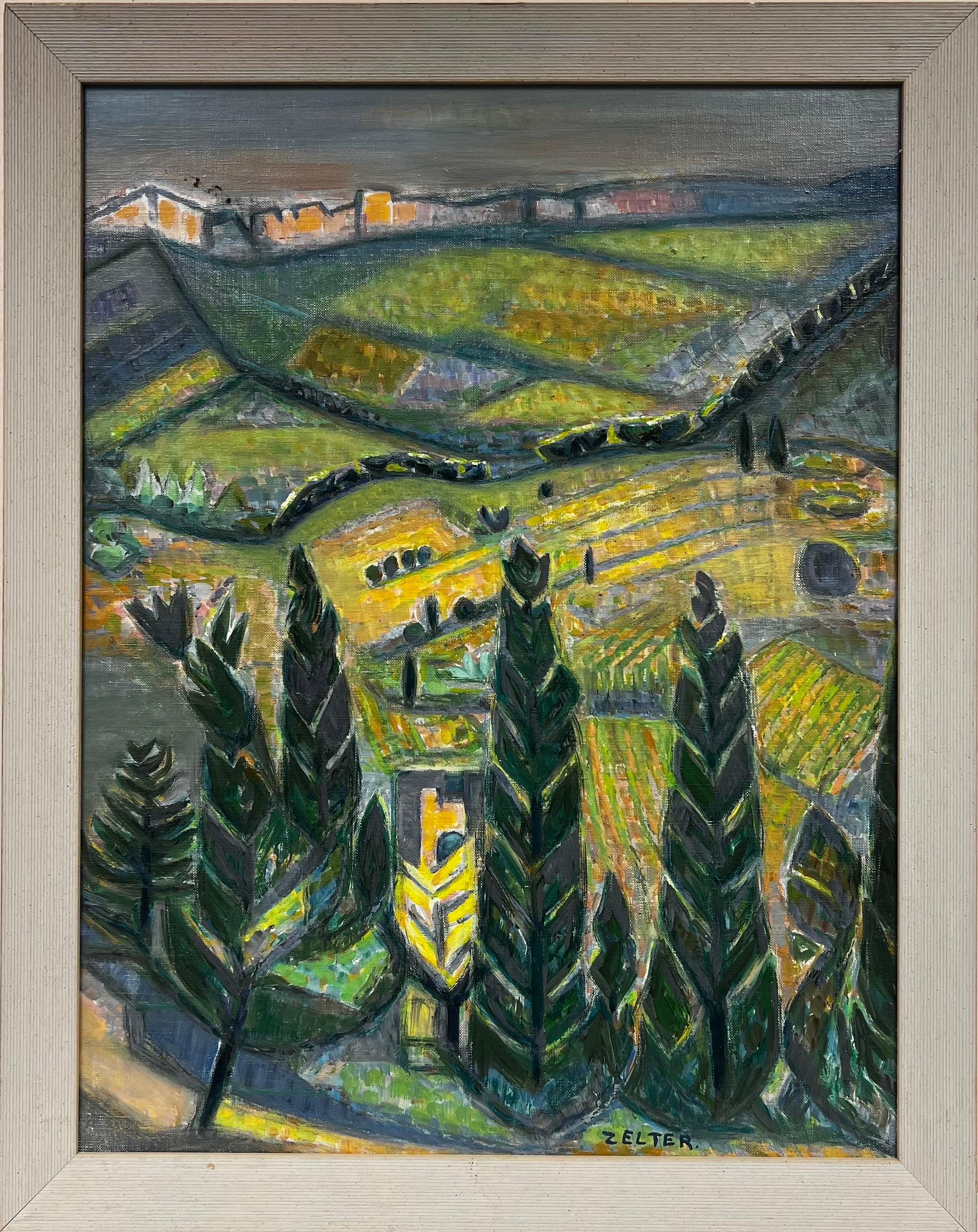 Landscape Painting de 20th Century French School - Siglo XX Óleo francés modernista firmado Paisaje provenzal, enmarcado