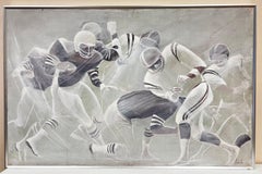 American Soccer Game, Dramatic 20th century Oil Painting, signed 1980's period