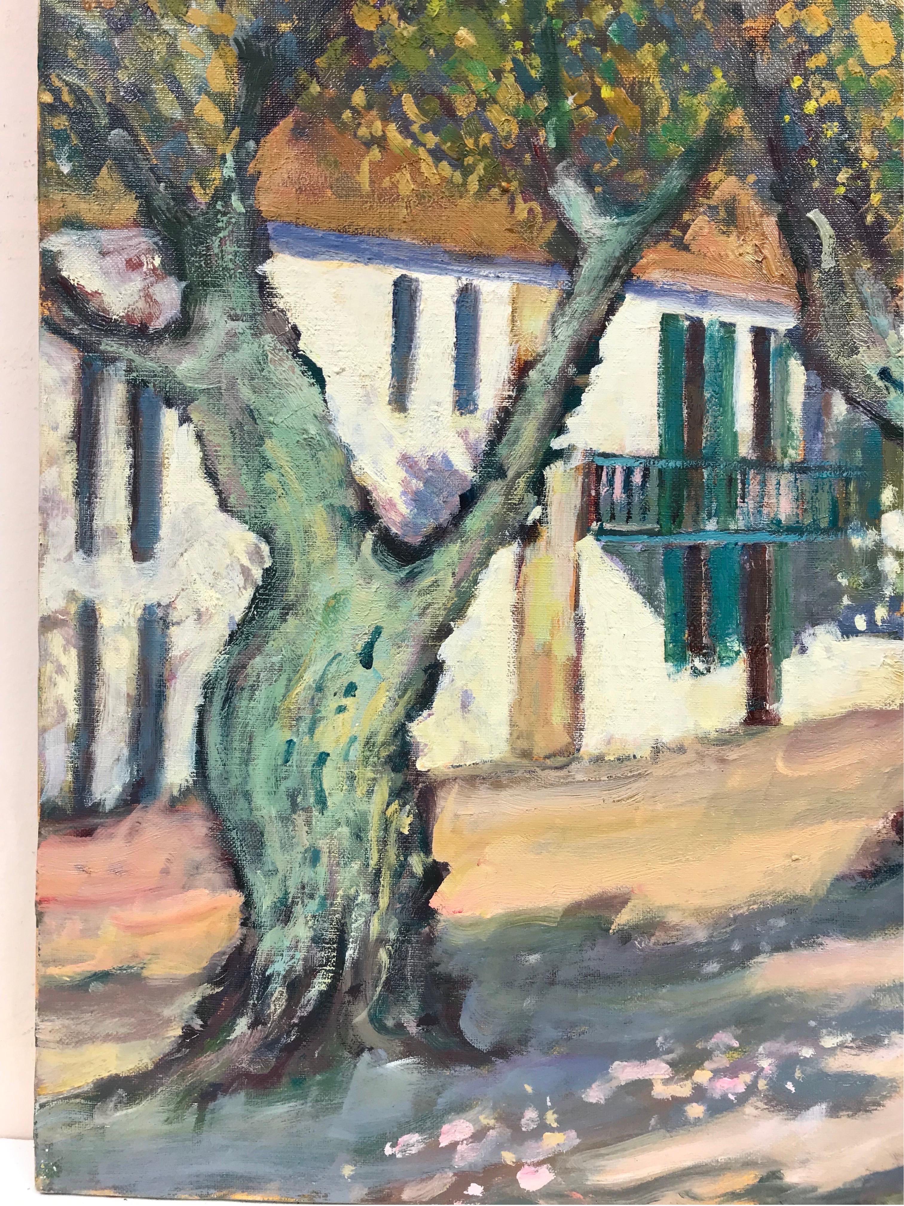 Precioso óleo francés postimpresionista firmado, Figuras en Arlés Provenza 1