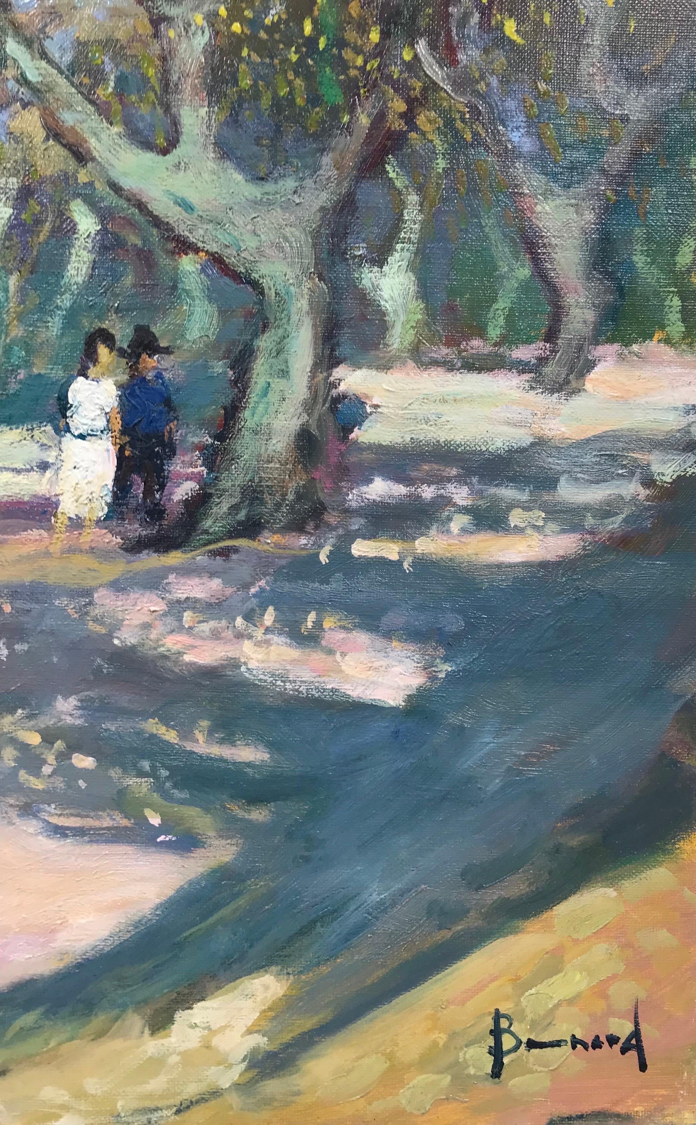 Beautiful French Post-Impressionist Signed Oil, Figures in Arles Provence 3