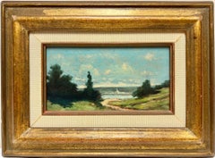 Fine French Impressionist Oil Painting River 
Town Valley Landscape View