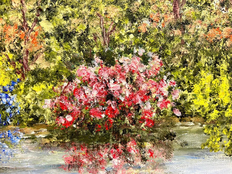 French Impressionist Signed Oil Painting Waterlily Pond Giverny Monet's Gardens 1