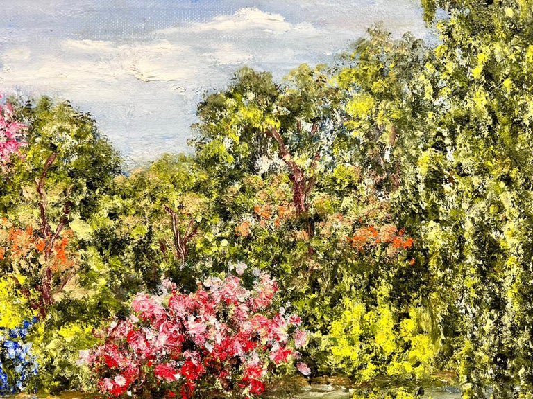 French Impressionist Signed Oil Painting Waterlily Pond Giverny Monet's Gardens 2